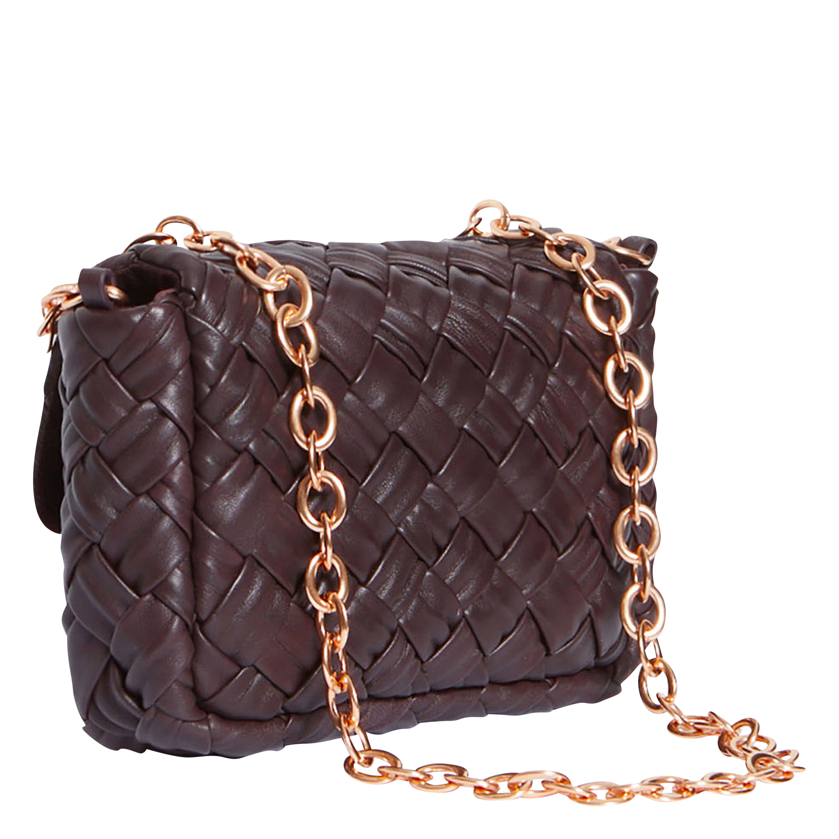 Sac bandoulière en cuir tressé VANESSA BRUNO Marron