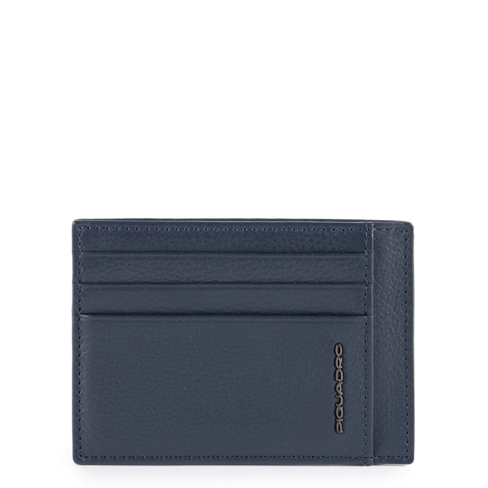 - 100% leather, - 6 cardholder slots, - 1 central compartment, - Size: L10 x H7 cm. PIQUADRO Blue