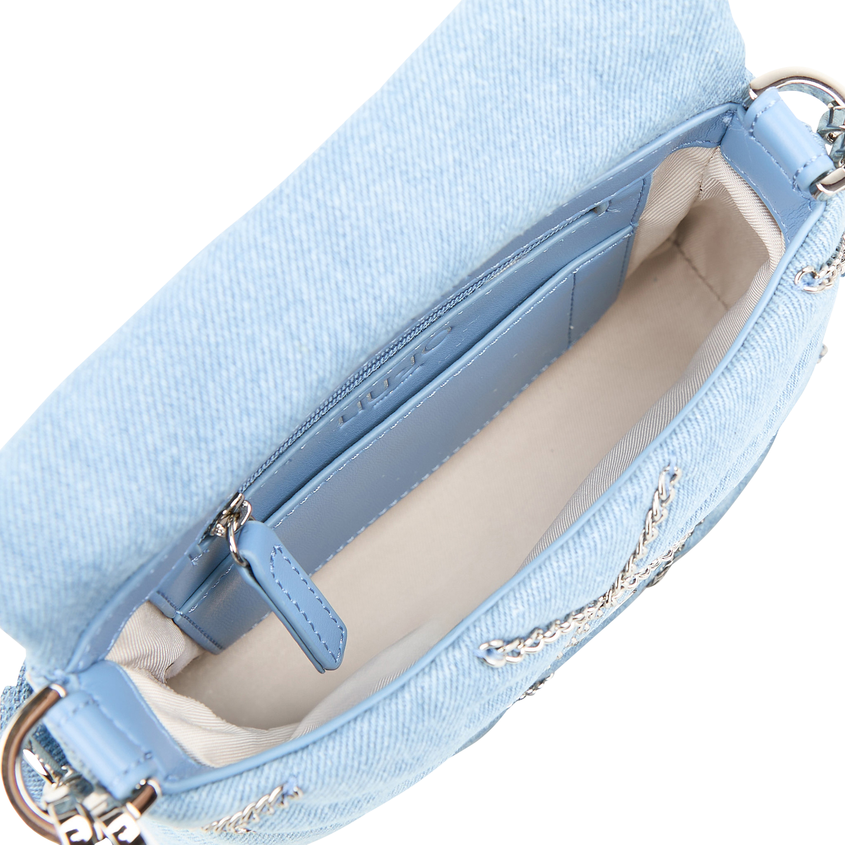 Sac porté épaule en denim avec chaînes LIU JO Bleu