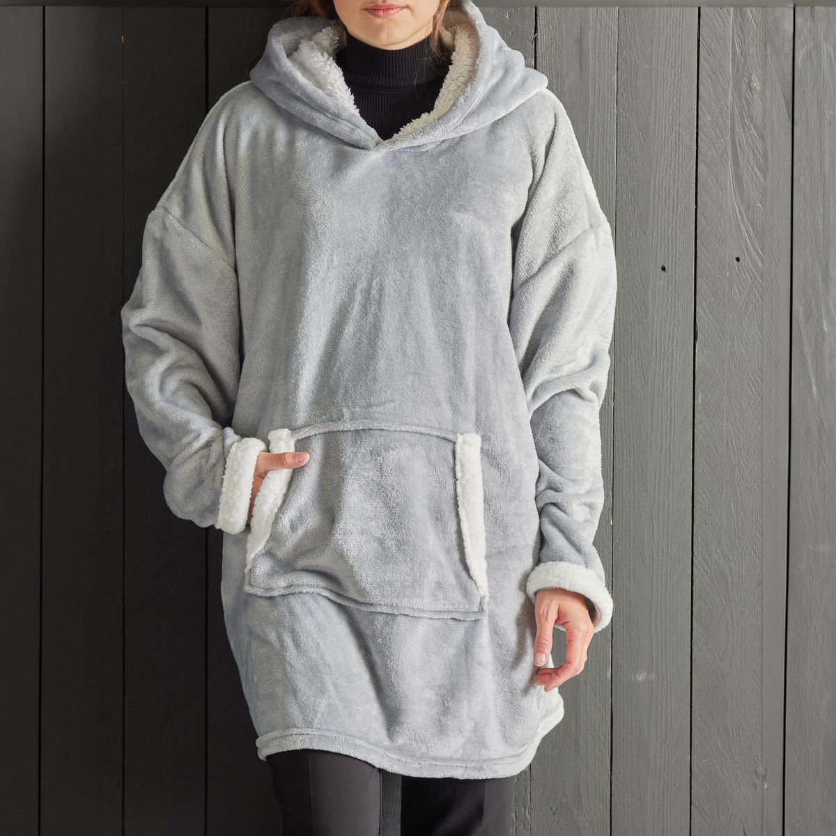 Checked fleece sweatshirt TODAY LINGE DE MAISON Grey