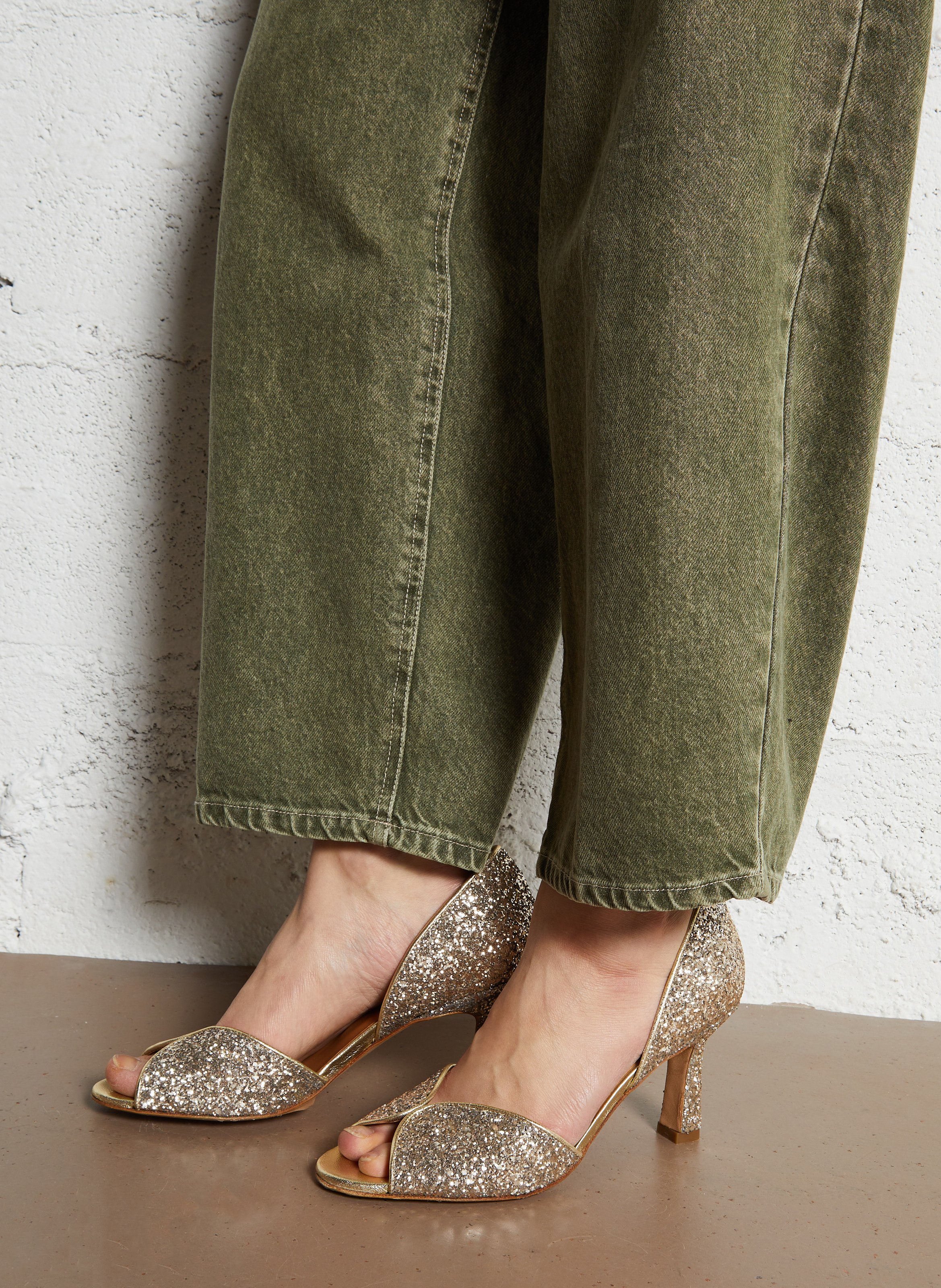 High Heel Glitter Sandals BOBBIES Golden