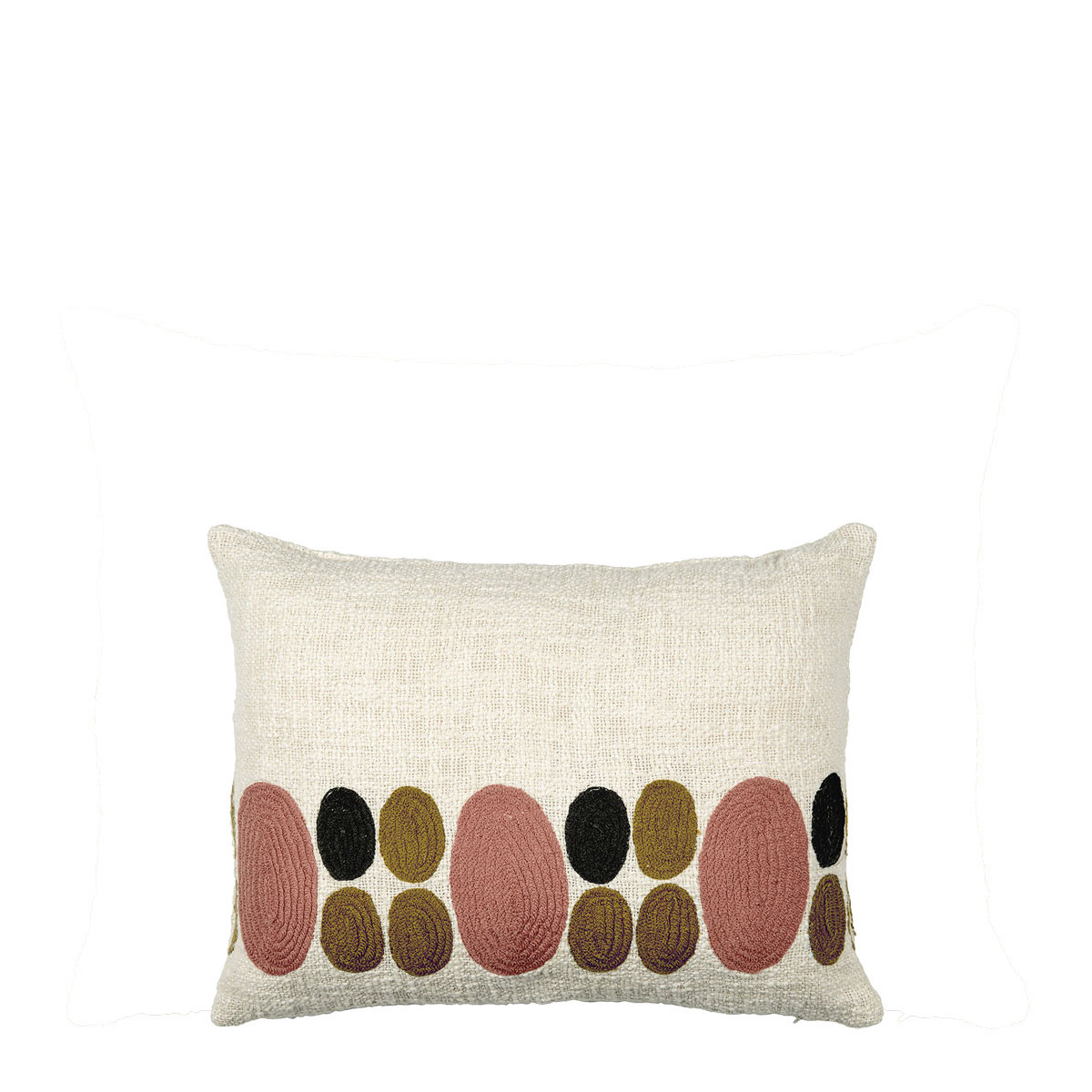 Embroidered polycotton cushion cover BLANC D'IVOIRE Multicolored