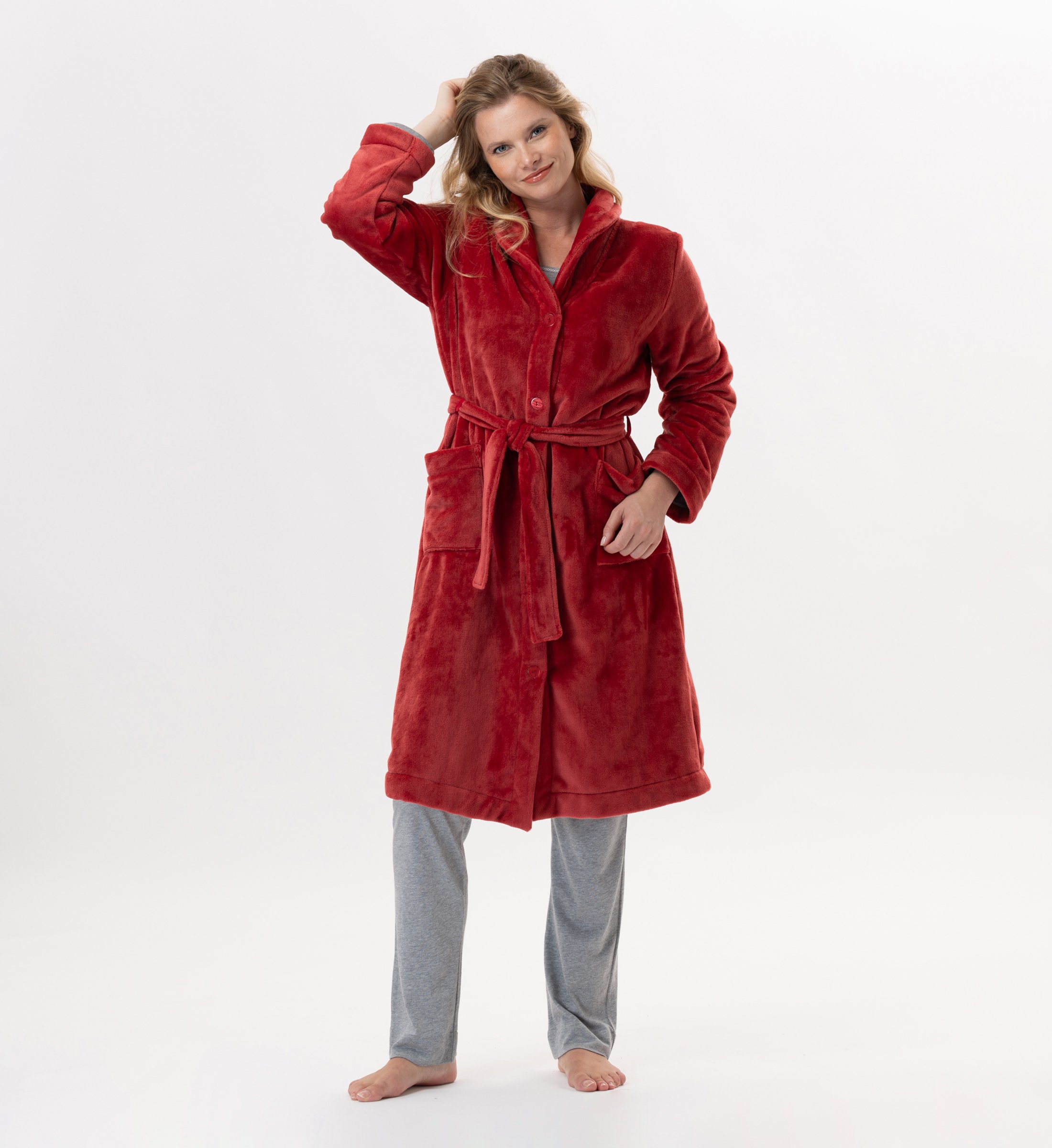 Plush flannel robe LE CHAT Red