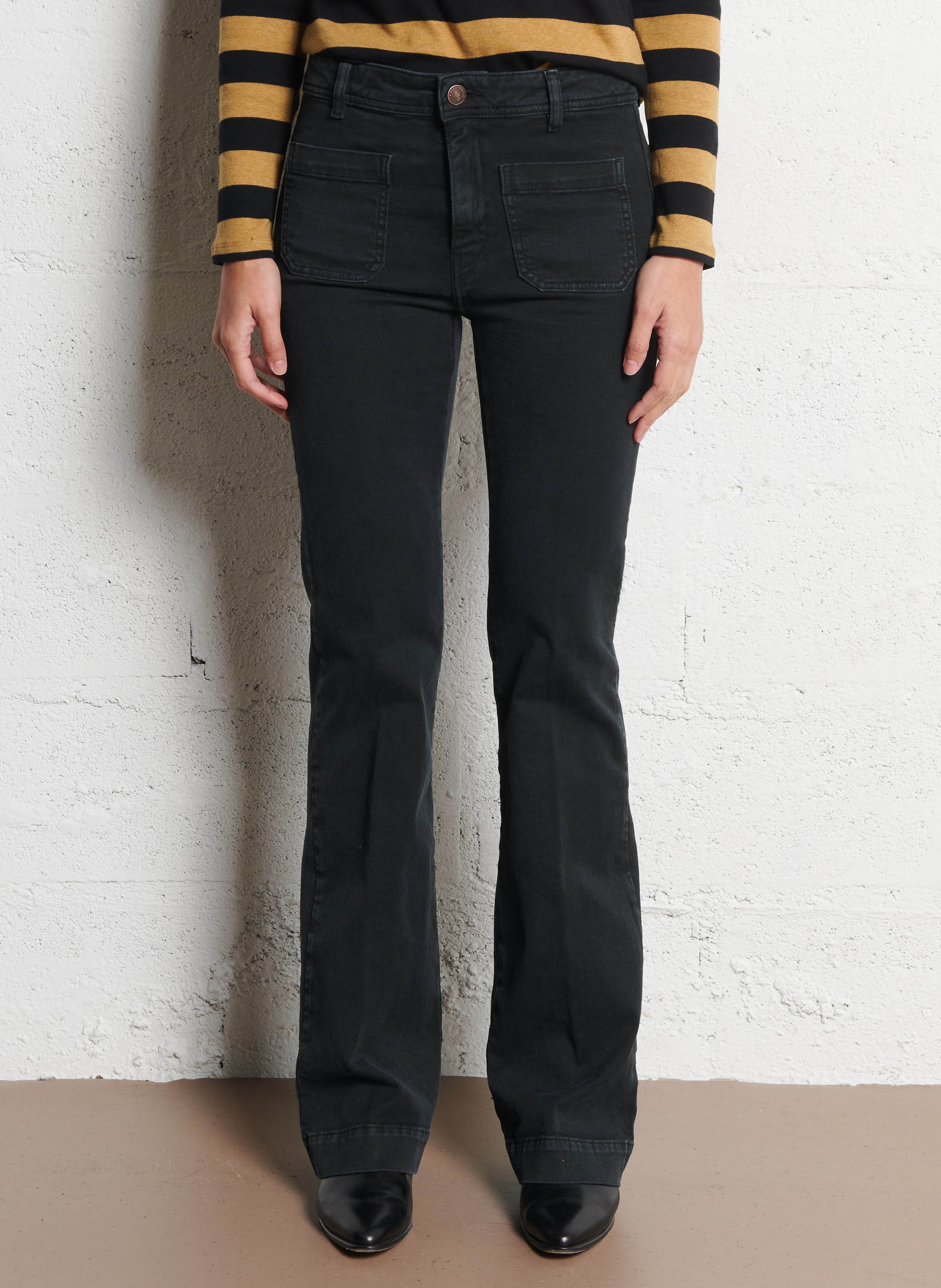 Flared jeans - katoenblend ACQUAVERDE Zwart