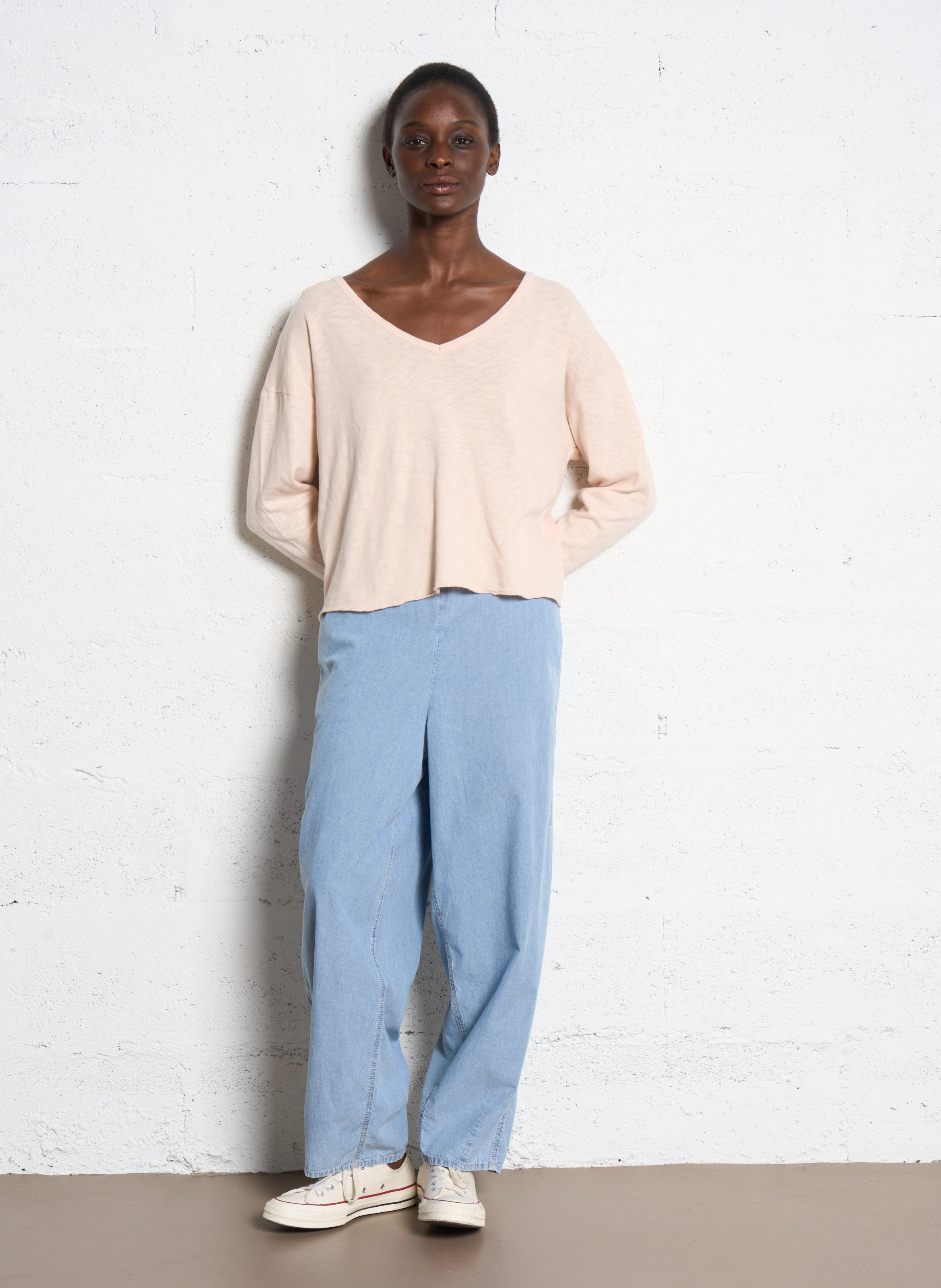 Tee-shirt manches longues en coton AMERICAN VINTAGE Beige