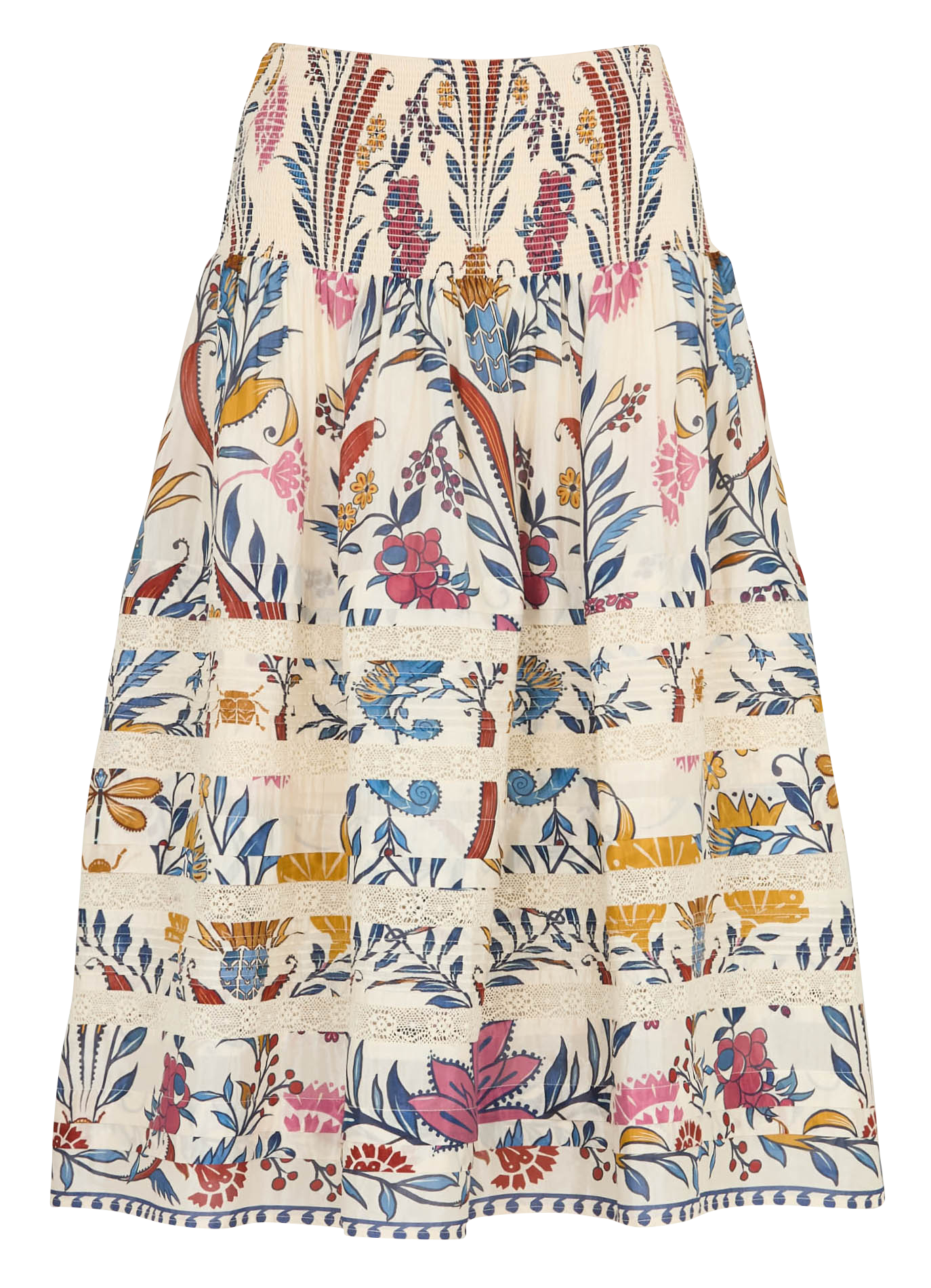 Printed cotton-blend midi skirt FARM RIO Beige