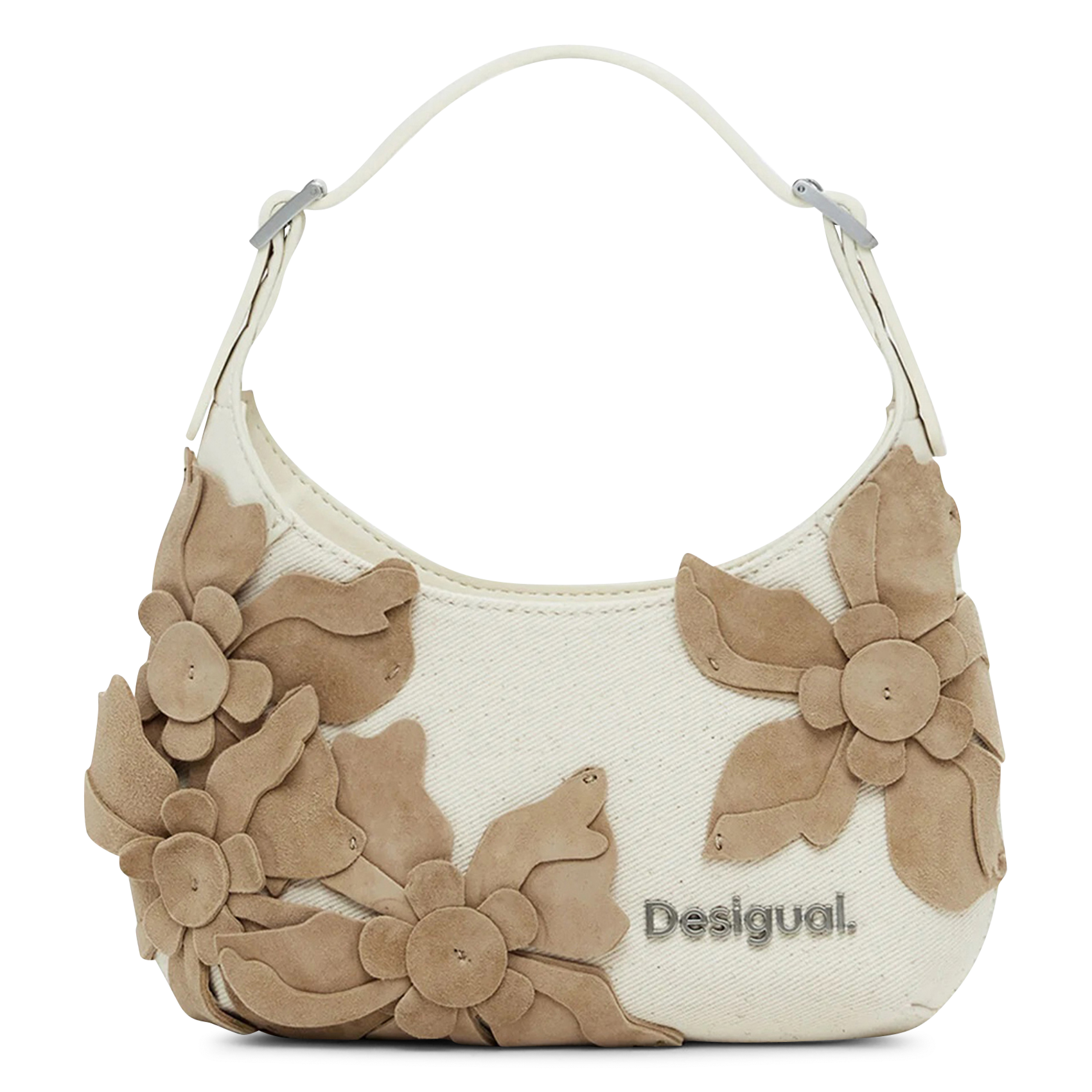 Schultertasche mit Blumenmuster aus gemischtem Leder DESIGUAL Weiss