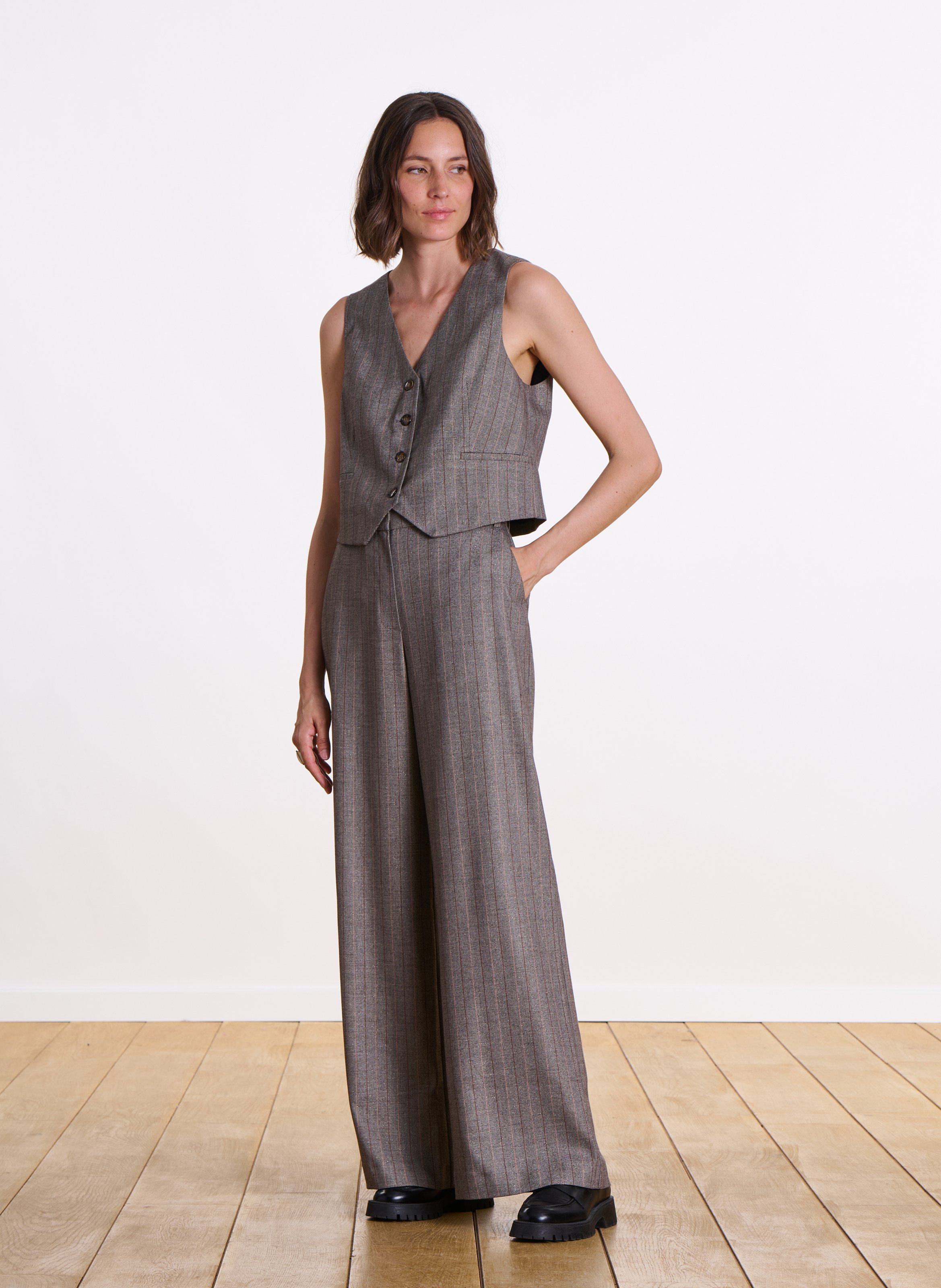 Rechte broek met strepen  LA FEE MARABOUTEE Beige