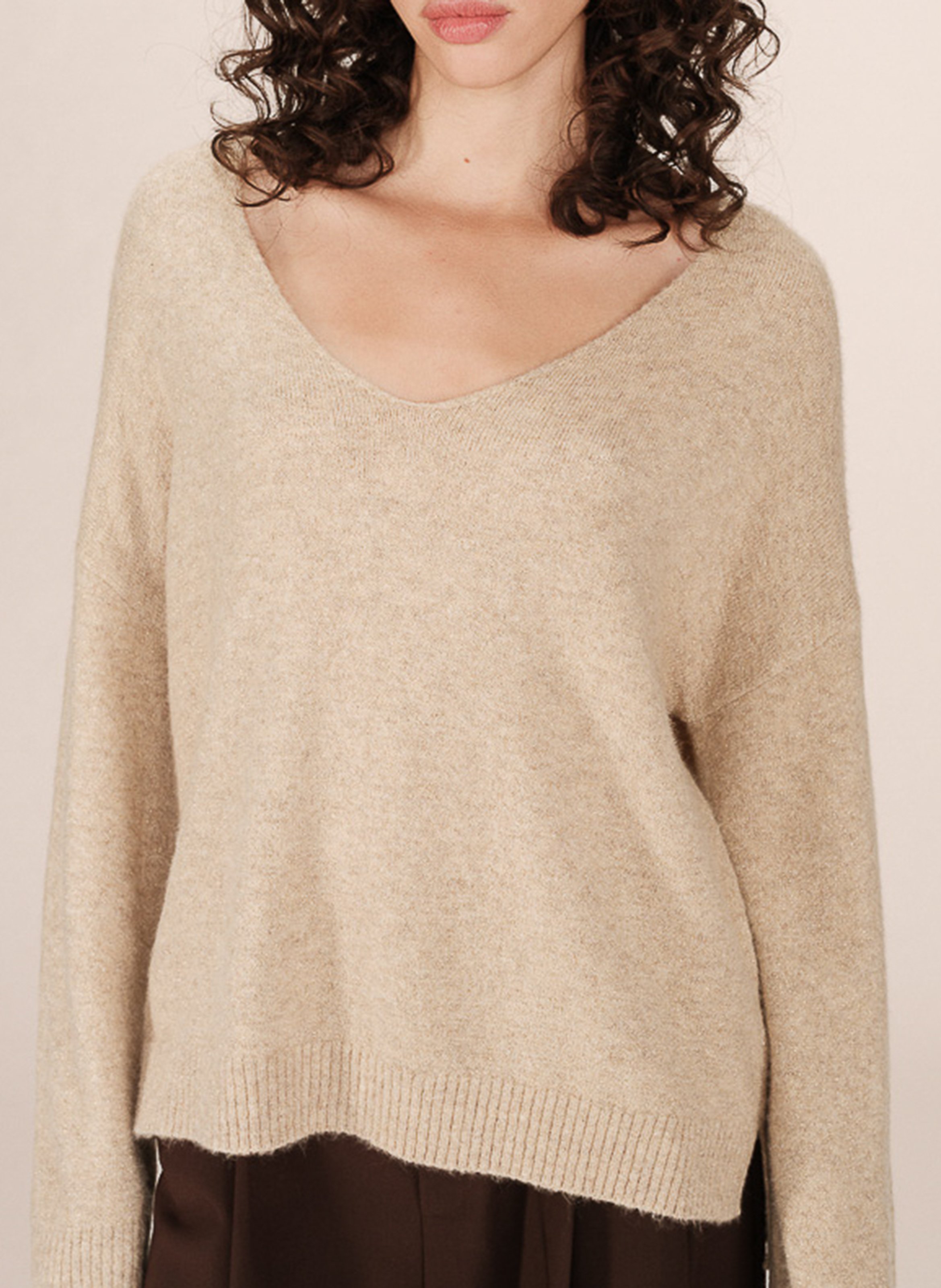 Deep-V two-tone sweater GRACE ET MILA Yellow
