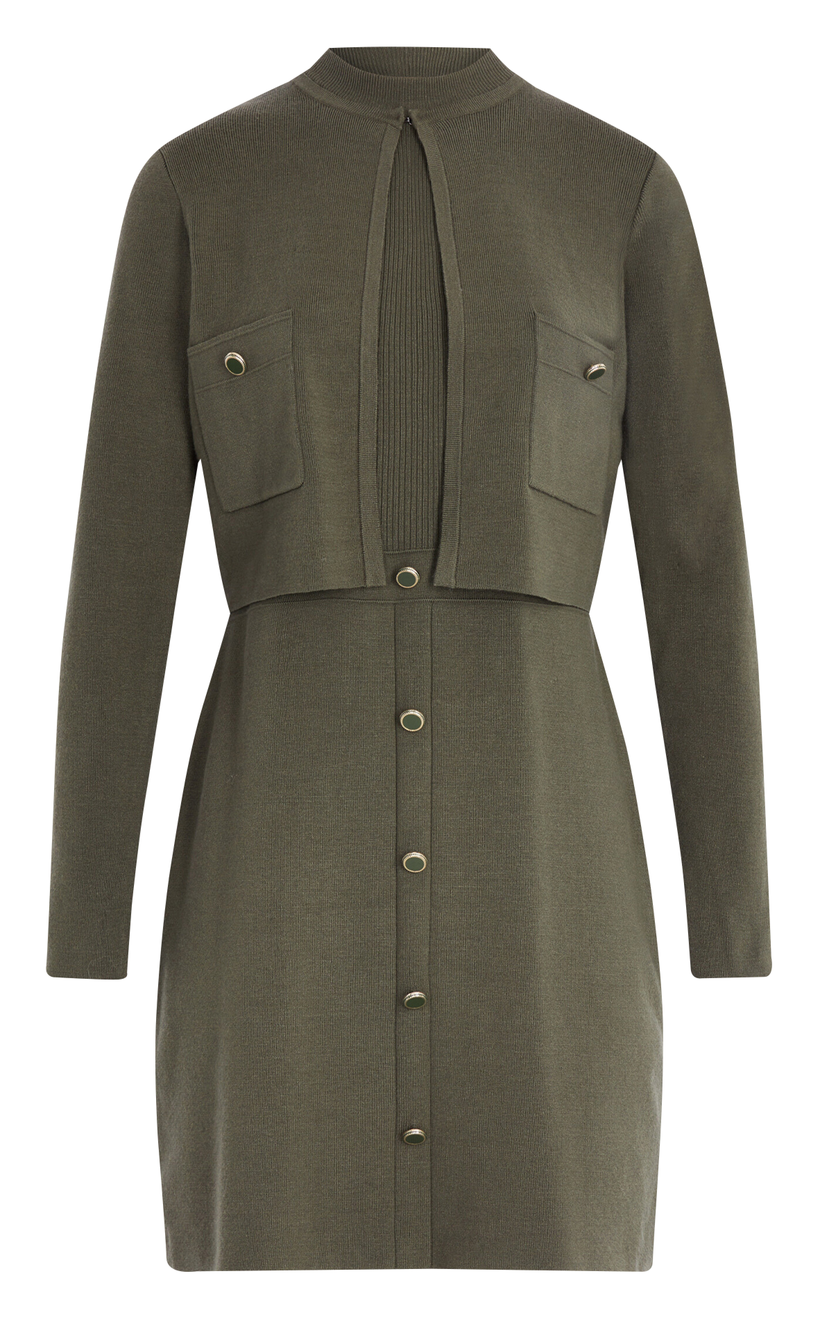 Korte jurk met ronde hals en 2-in-1-effect MORGAN Groen