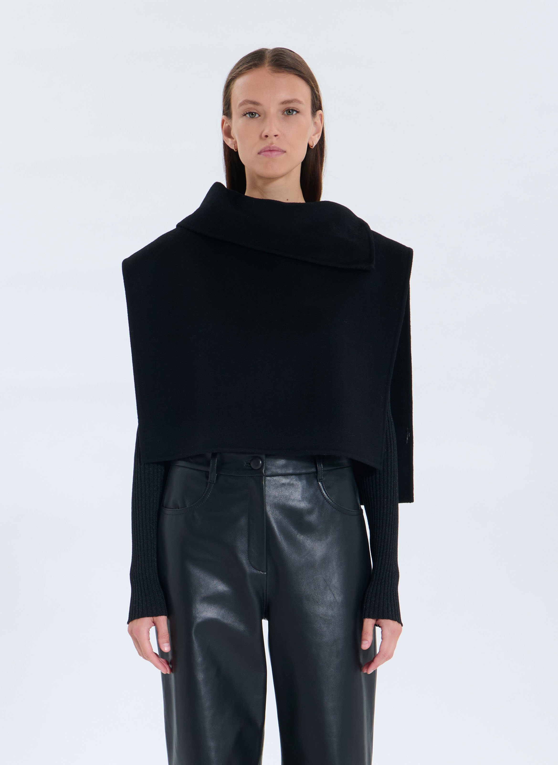 Removable wool-blend stand-up collar ZAPA Black