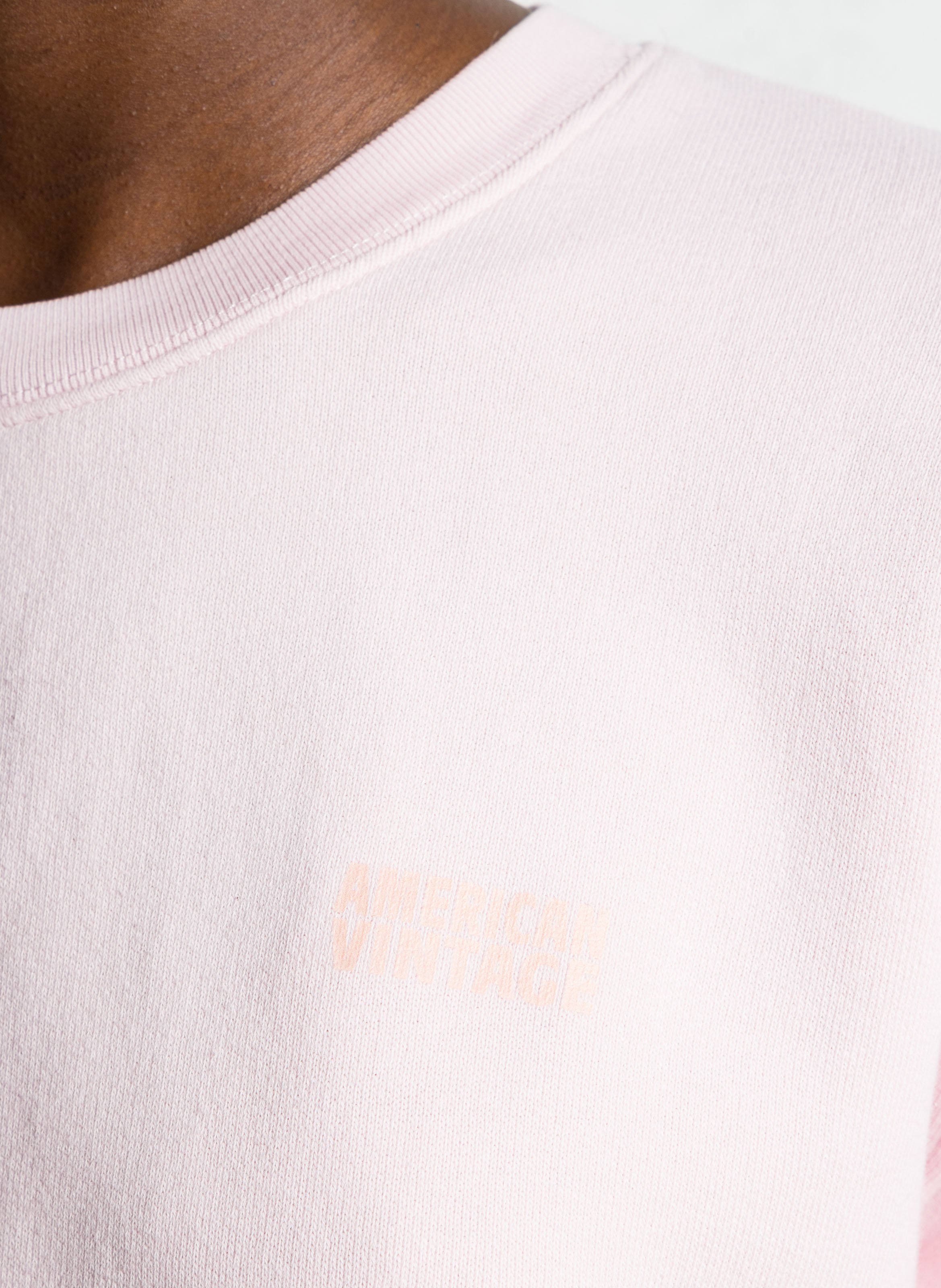 Sweat court col rond en coton mélangé  AMERICAN VINTAGE Rose