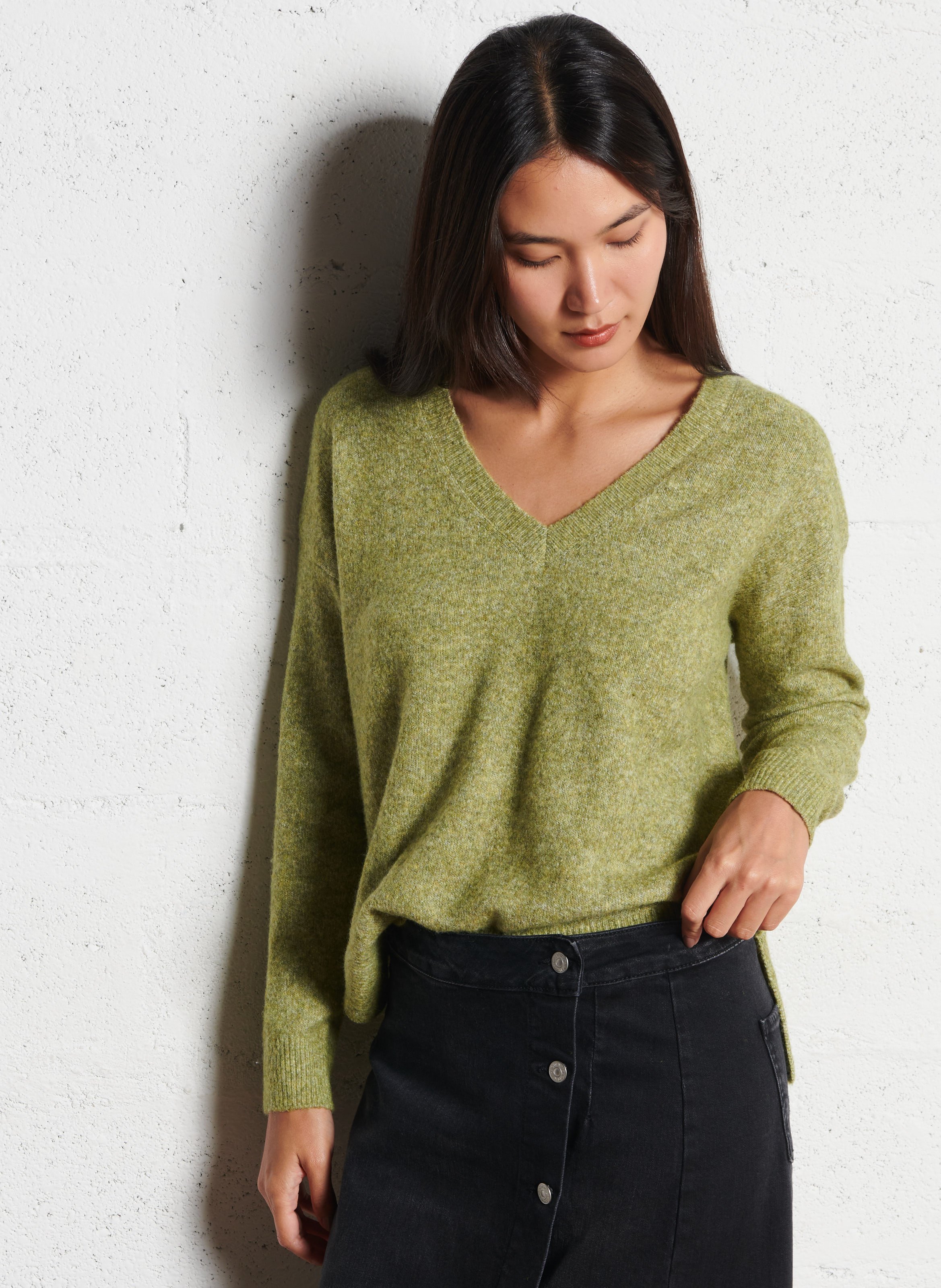 Pull col V  LA PETITE ETOILE Vert