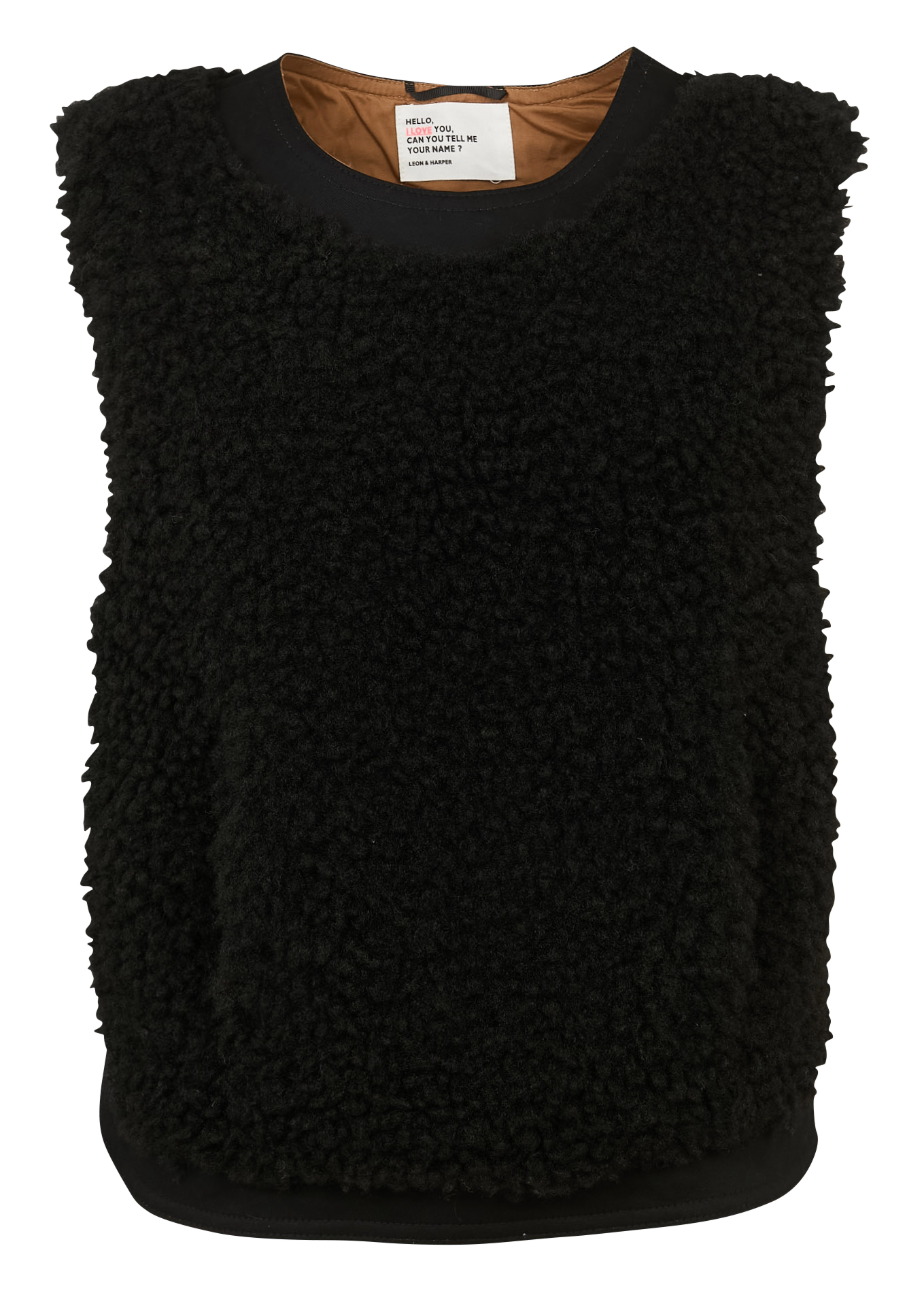 Sherpa vest met ronde hals LEON & HARPER Zwart