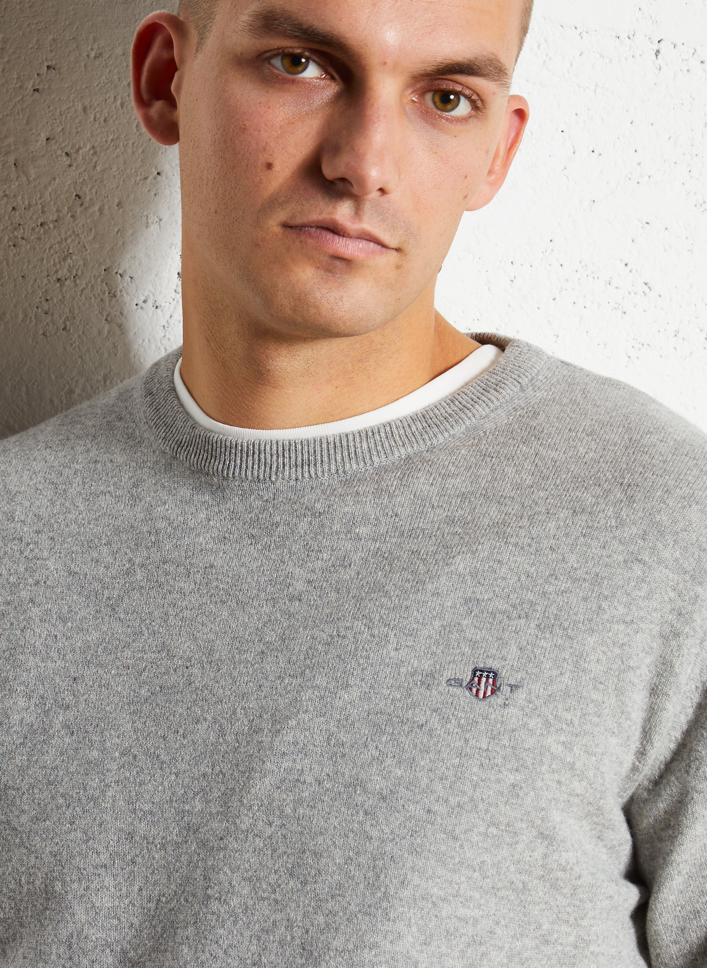 Straight round-neck wool sweater GANT Grey