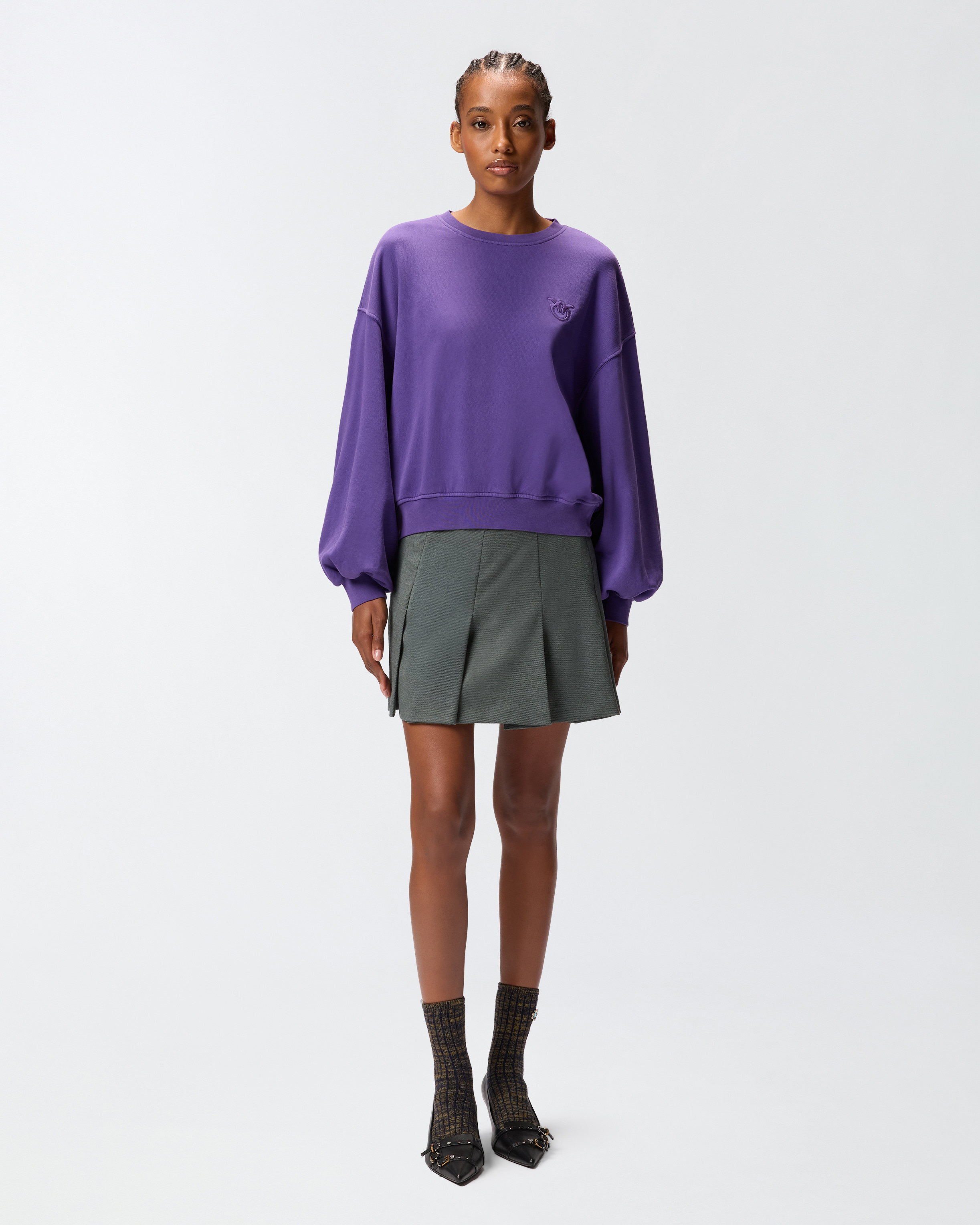 Sweatshirt with love birds embroidery PINKO Purple