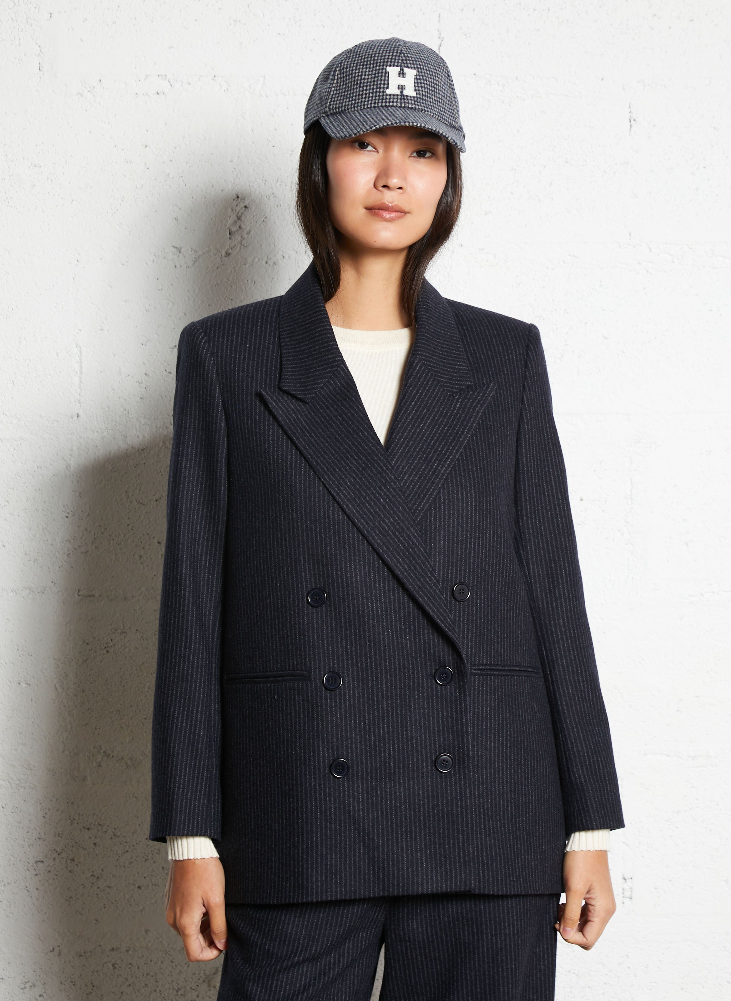 Veste de blazer droite col tailleur BELLEPIECE Bleu