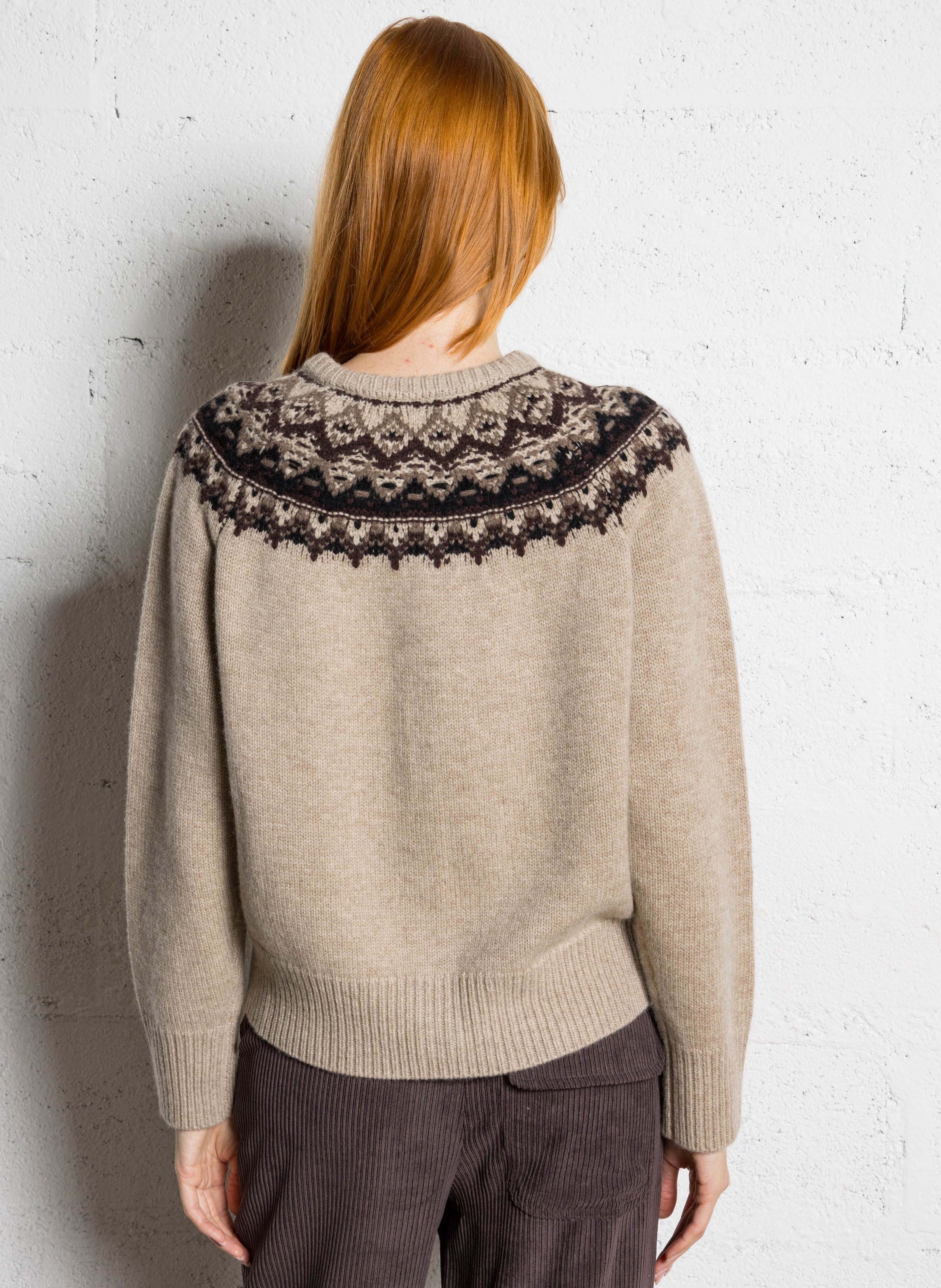 Oversize Rundhalsausschnitt Wollweste BERENICE Beige