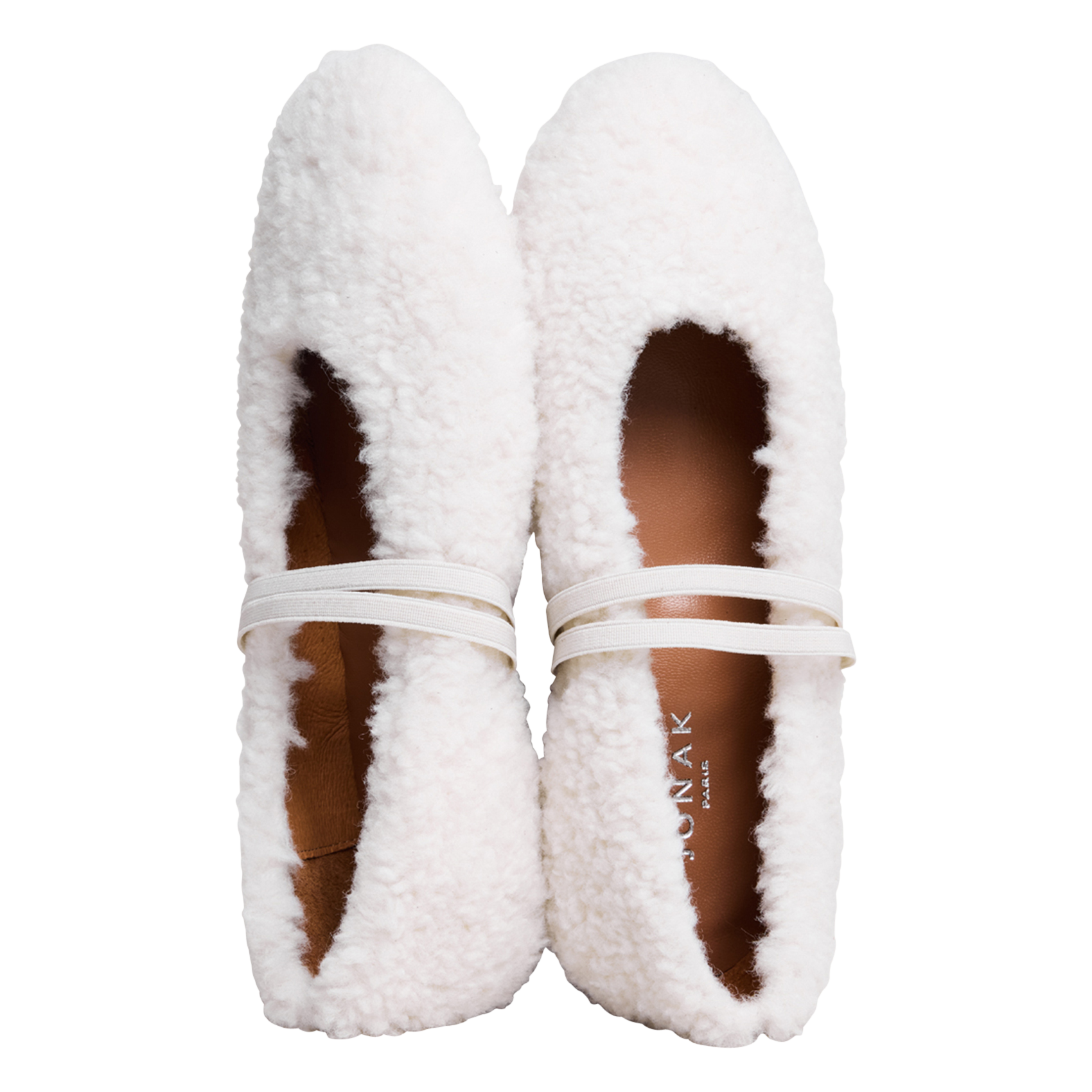 Fur-effect ballet flats JONAK White