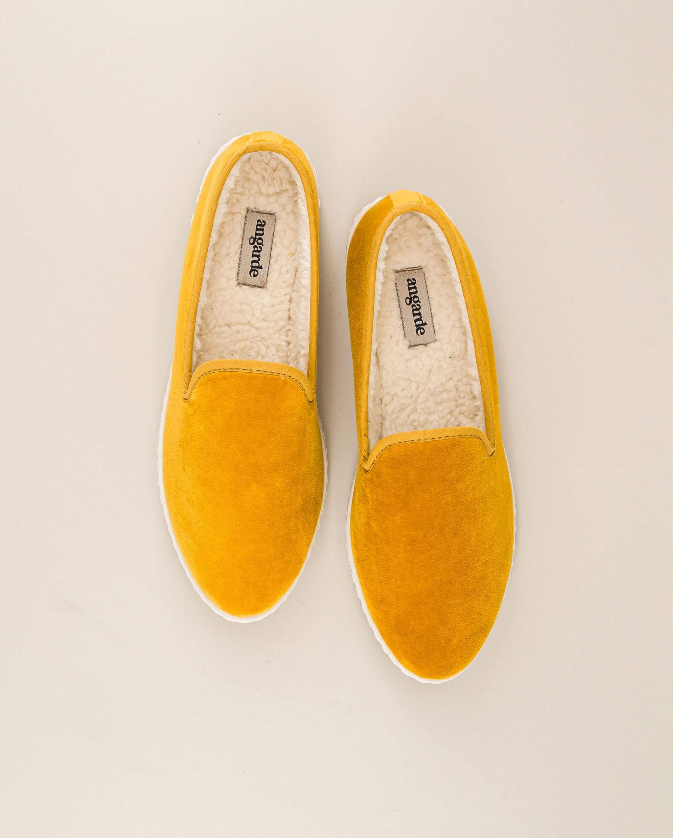 Women's velvet slippers, yellow ANGARDE Yellow