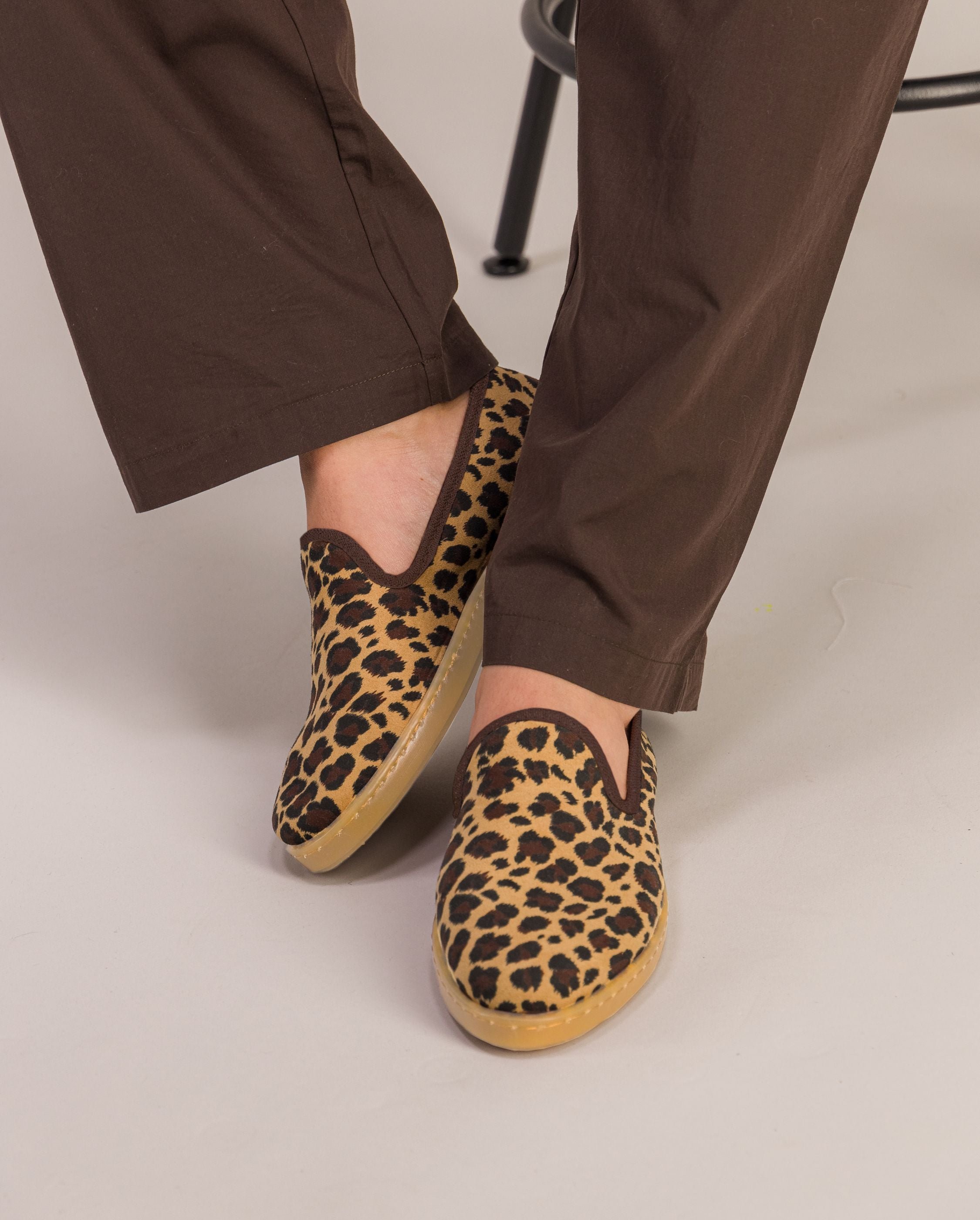Women's suede leopard slippers ANGARDE Brown