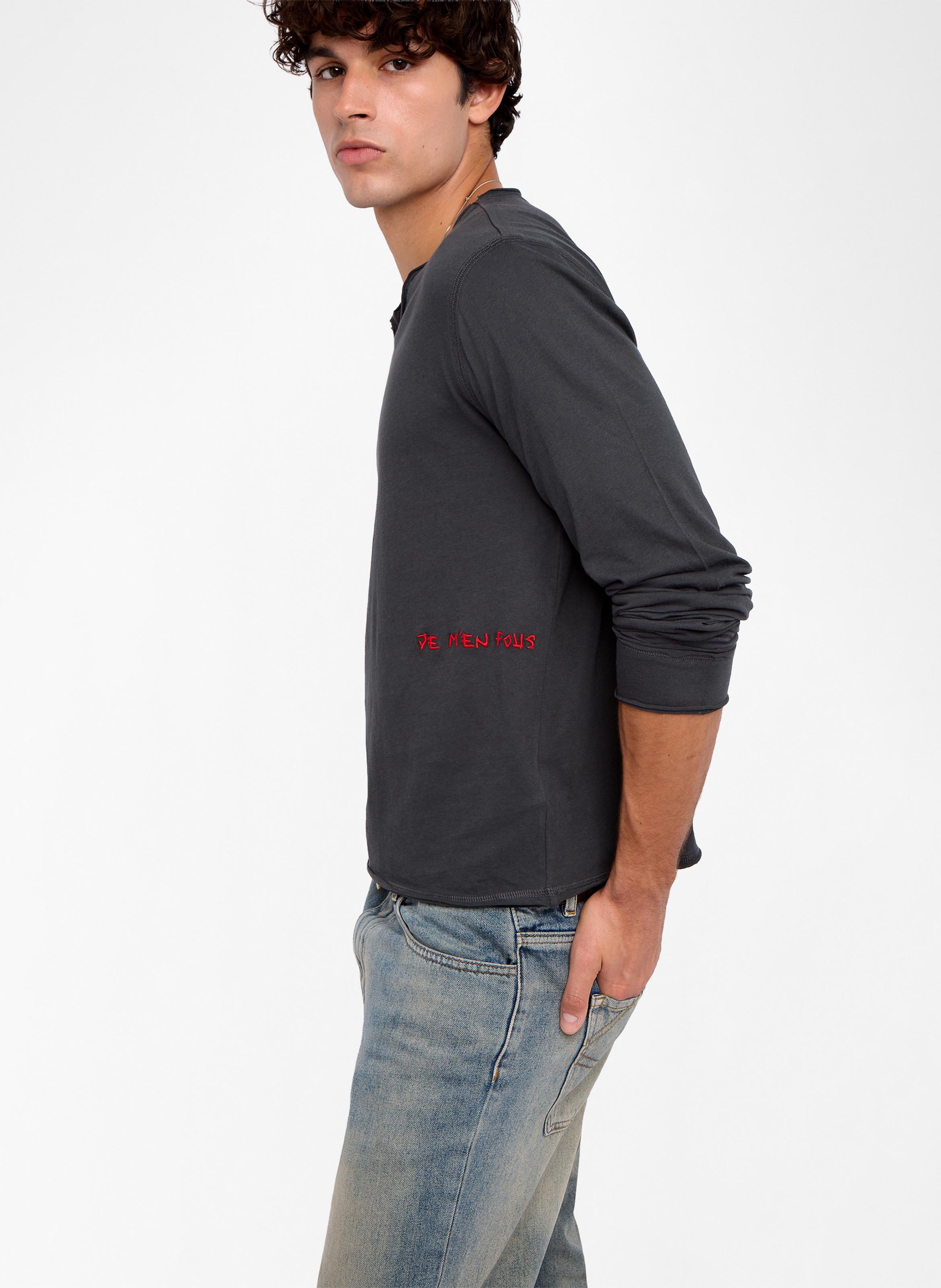Straight-cut cotton henley T-shirt ZADIG&VOLTAIRE Black