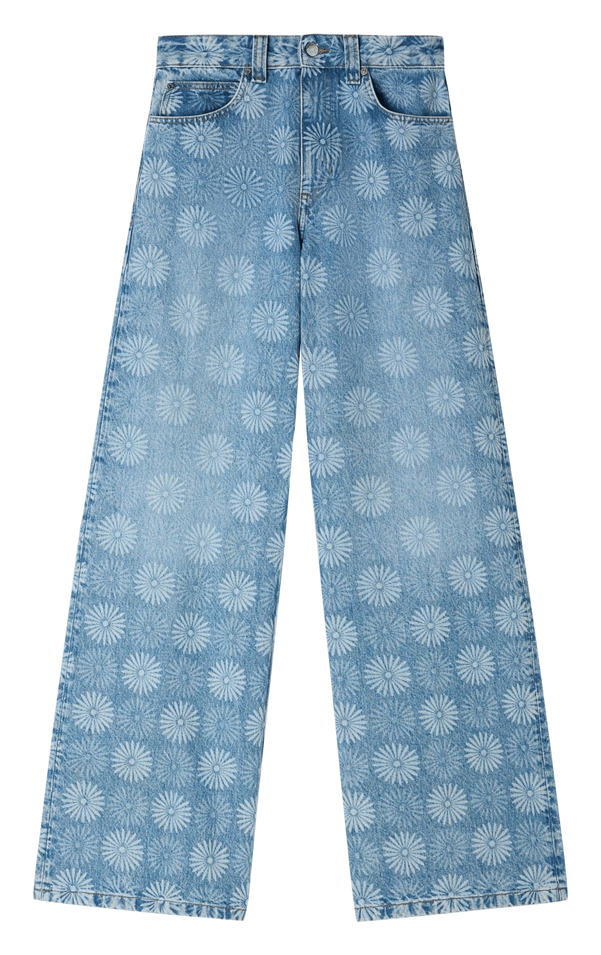 Jean large taille haute en coton SANDRO Bleu