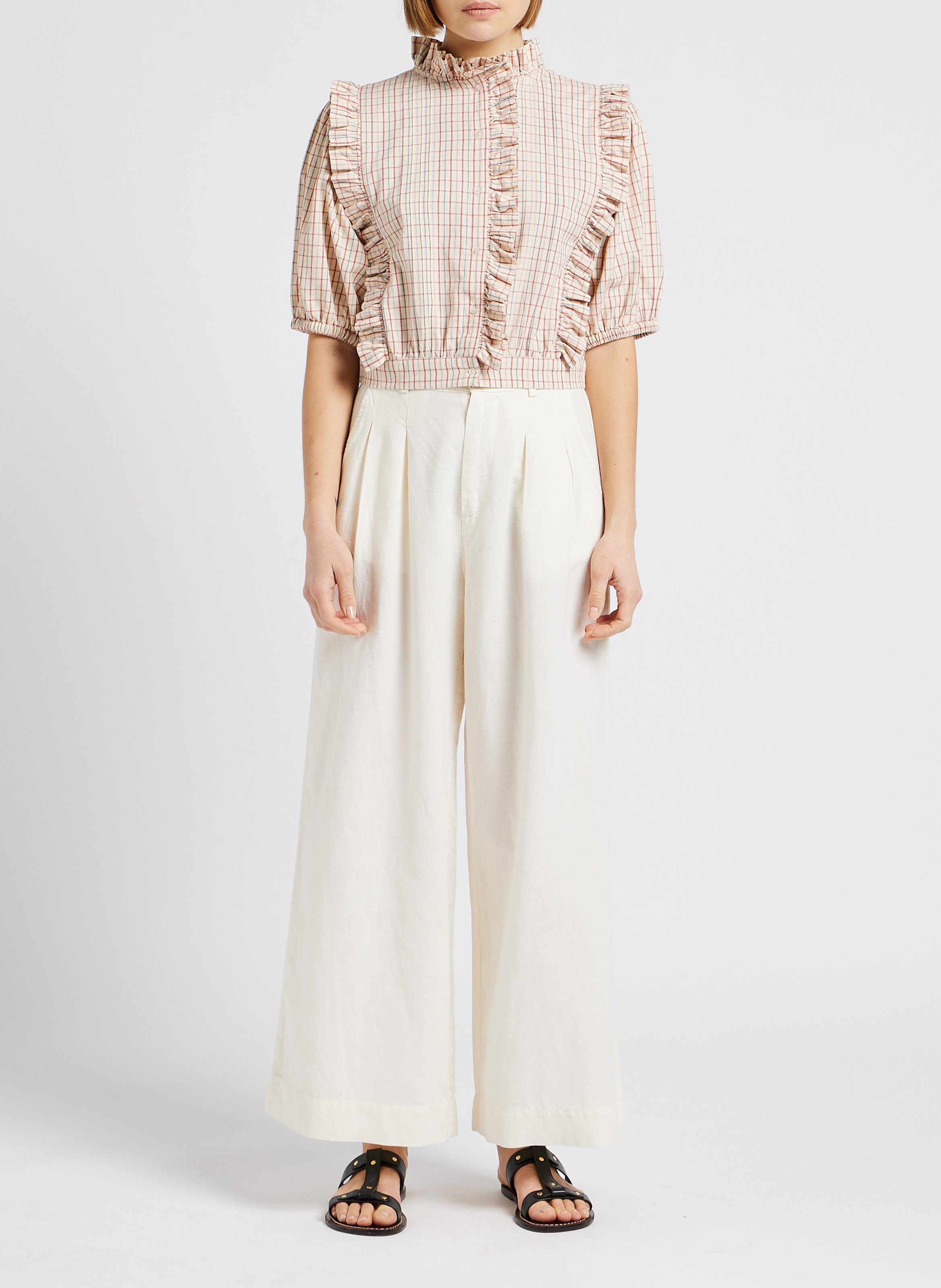 Blouse droite col victorien en coton imprimé EMILE ET IDA Multicolore