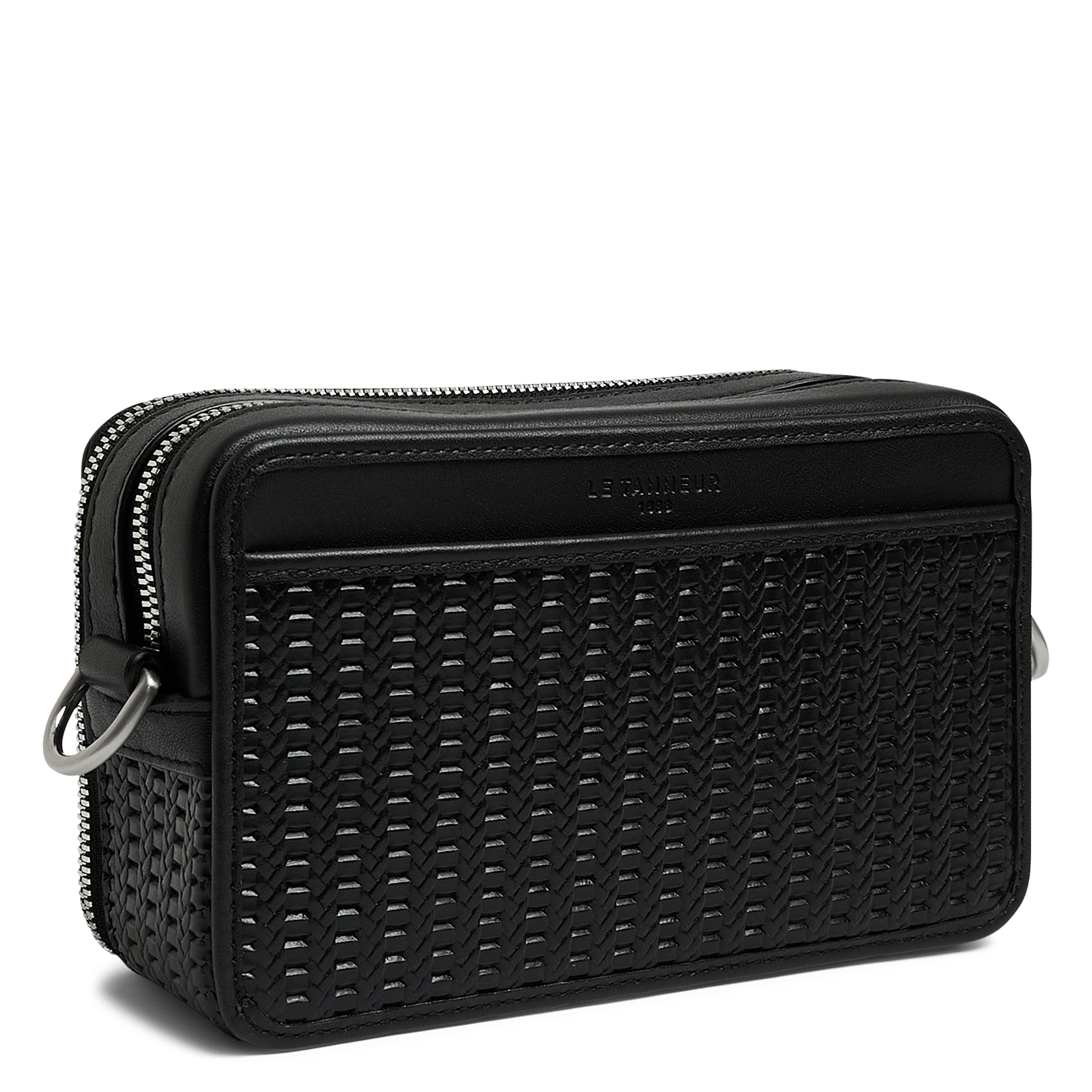 Zippered leather texture pouch LE TANNEUR Black