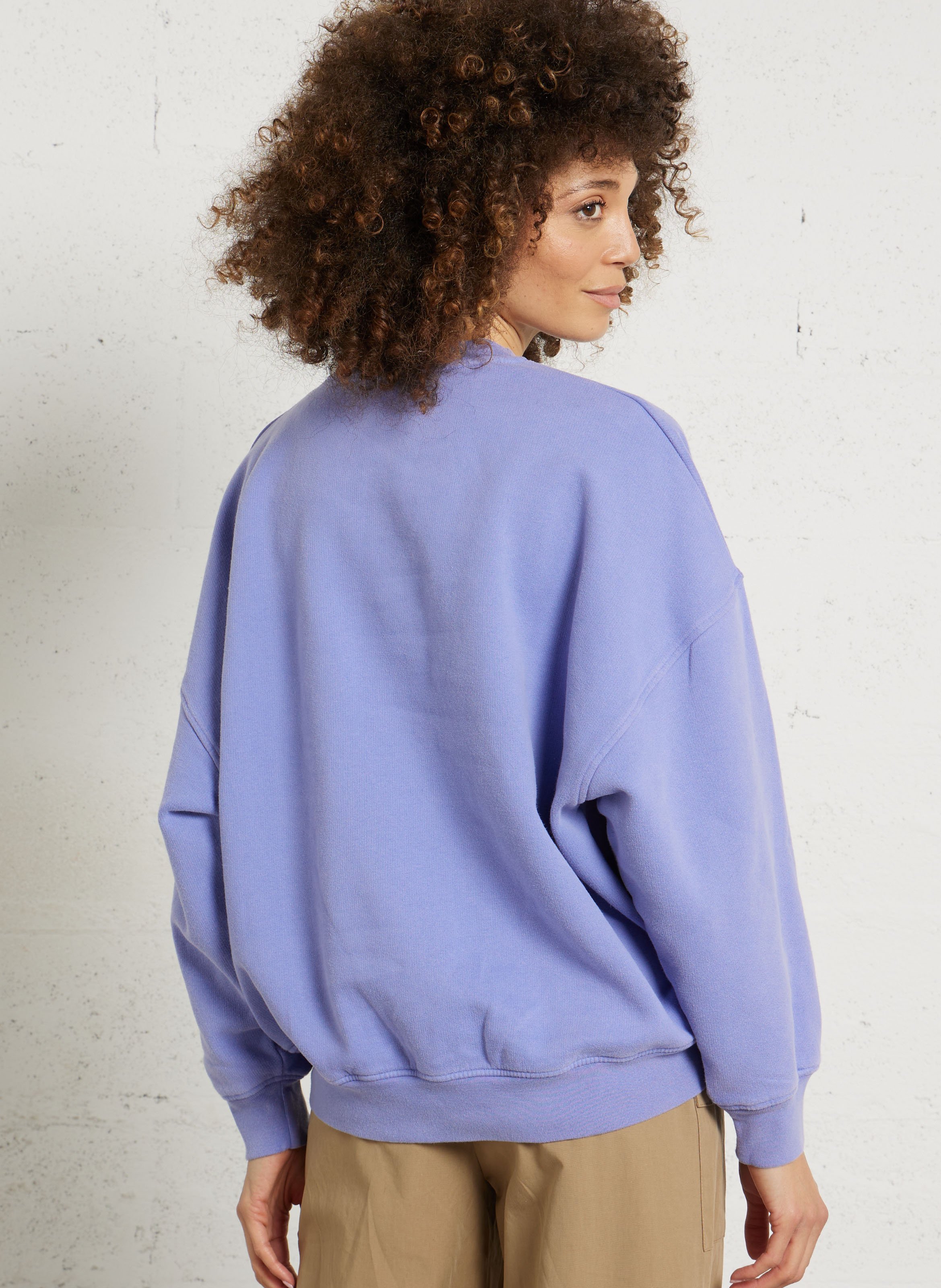 Weit geschnittenes Rundhals-Sweatshirt aus Baumwolle mit Siebdruck AMERICAN VINTAGE Blau