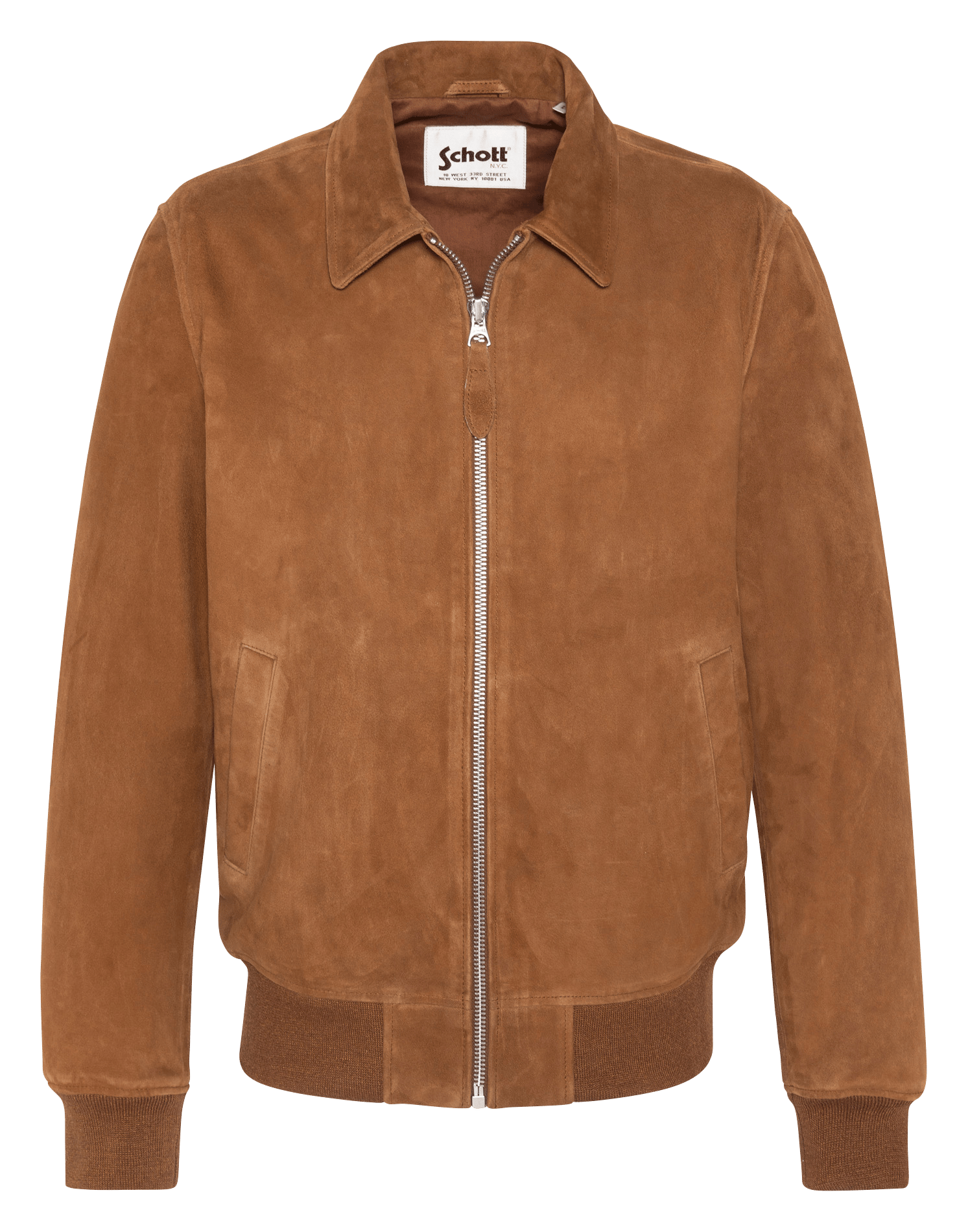 Straight zip-up suede jacket SCHOTT Red