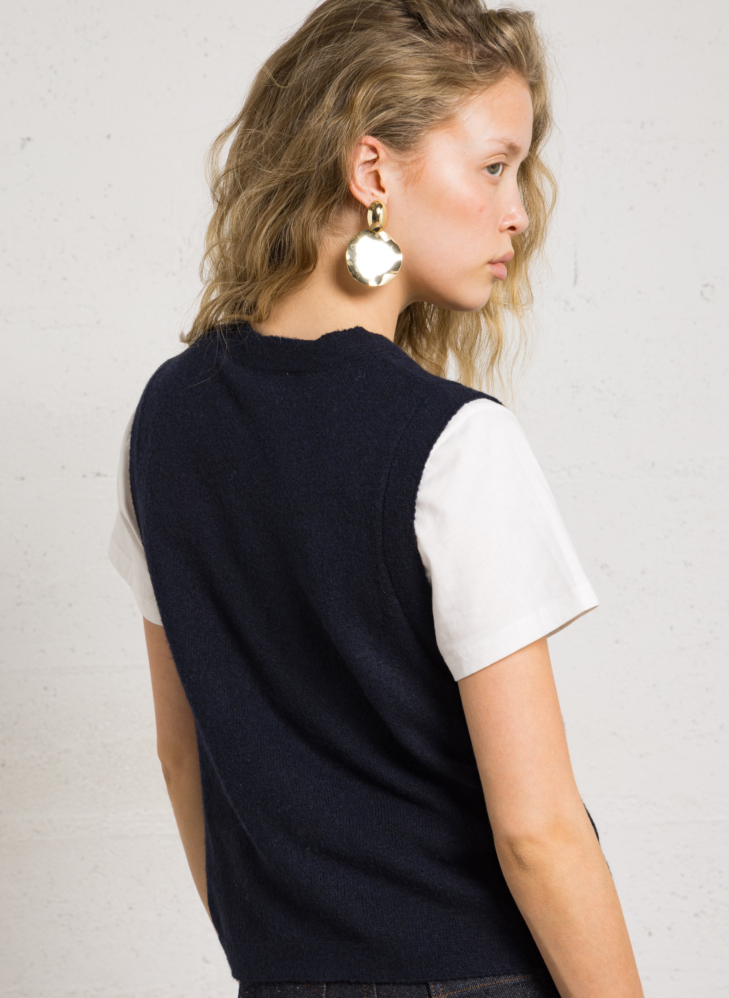 Straight round-neck knit cardigan LA PETITE ETOILE Blue