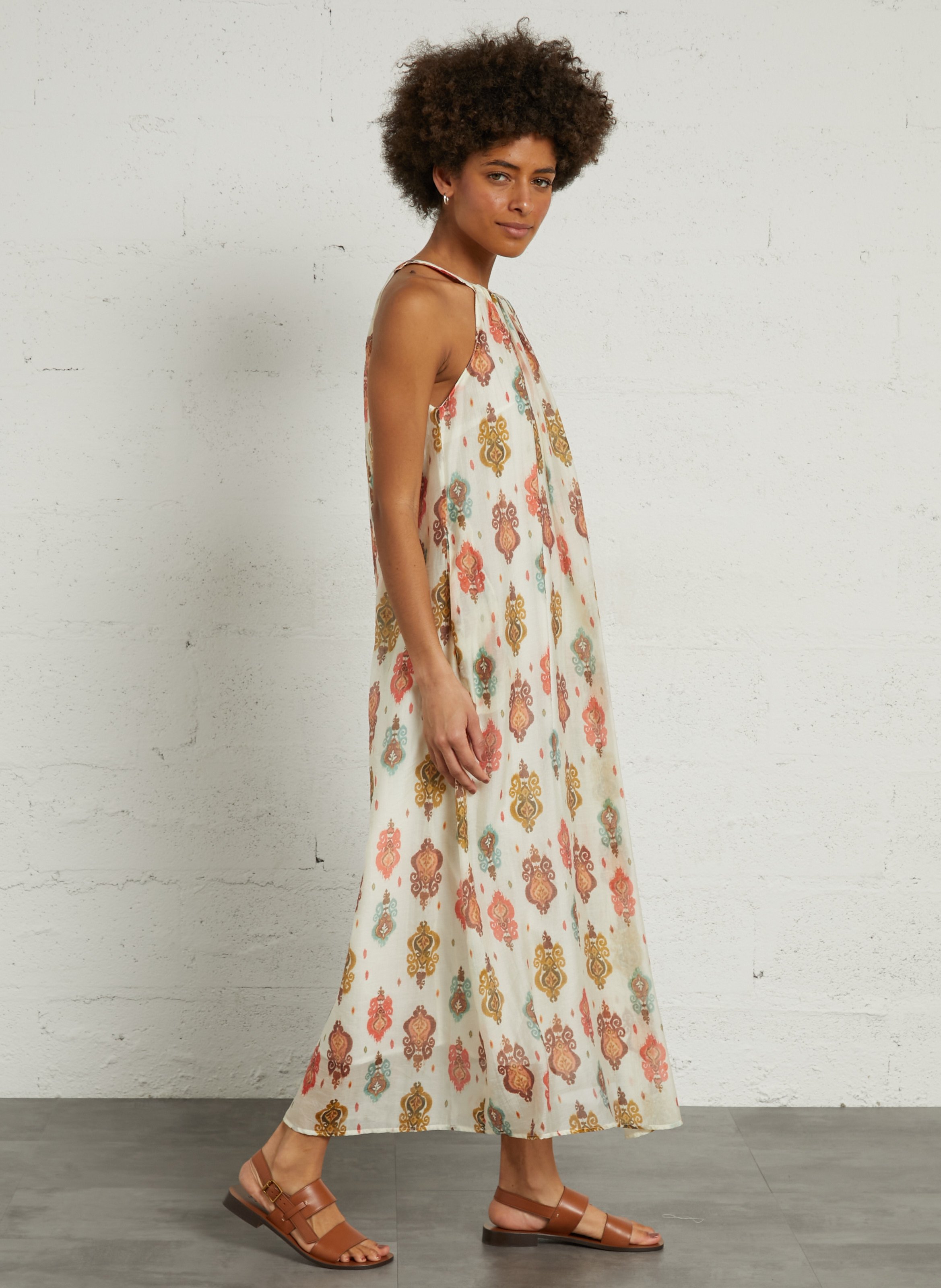 Long printed round-neck dress THE KORNER Multicolored