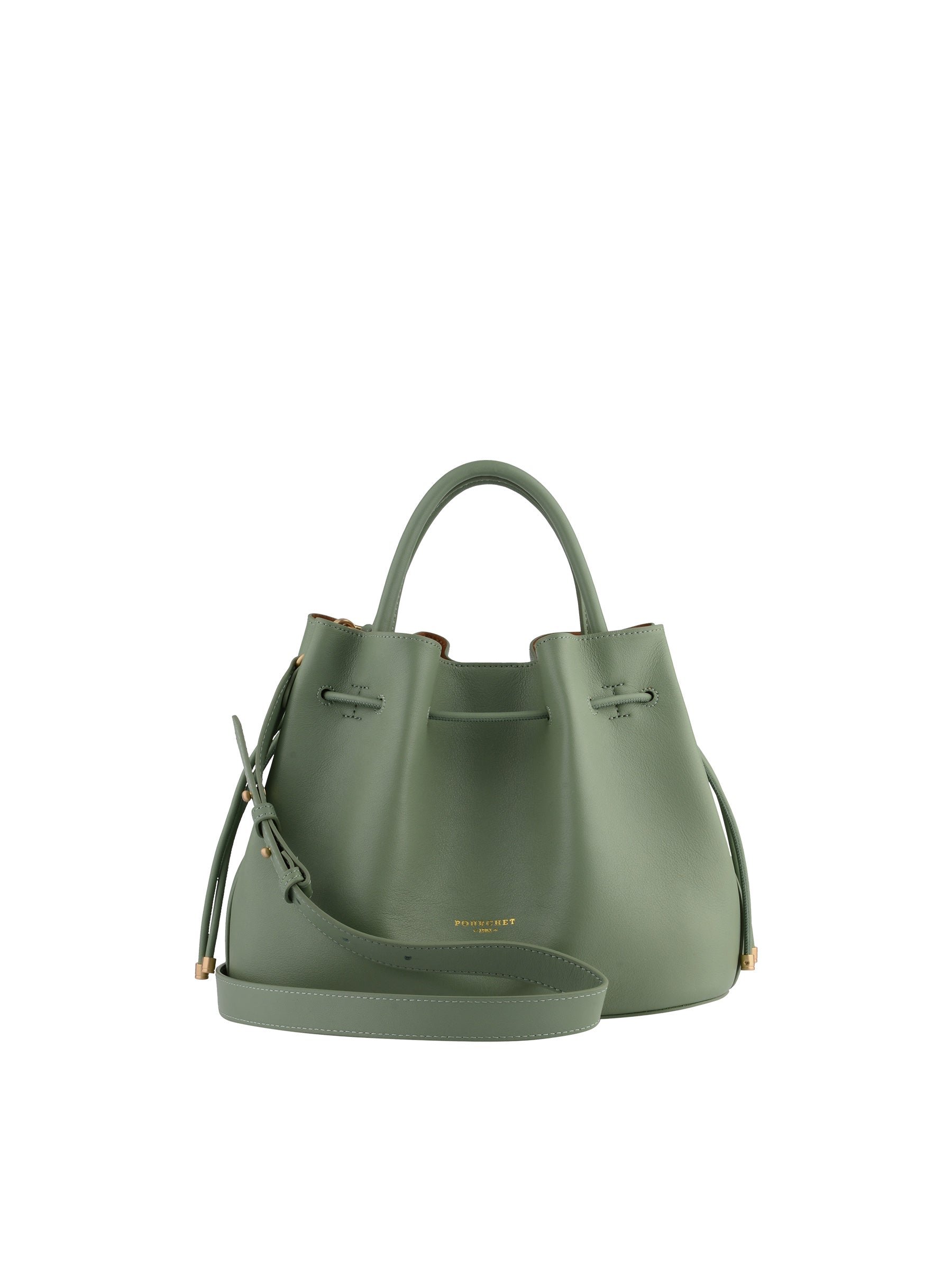 Calfskin leather handbag POURCHET Green