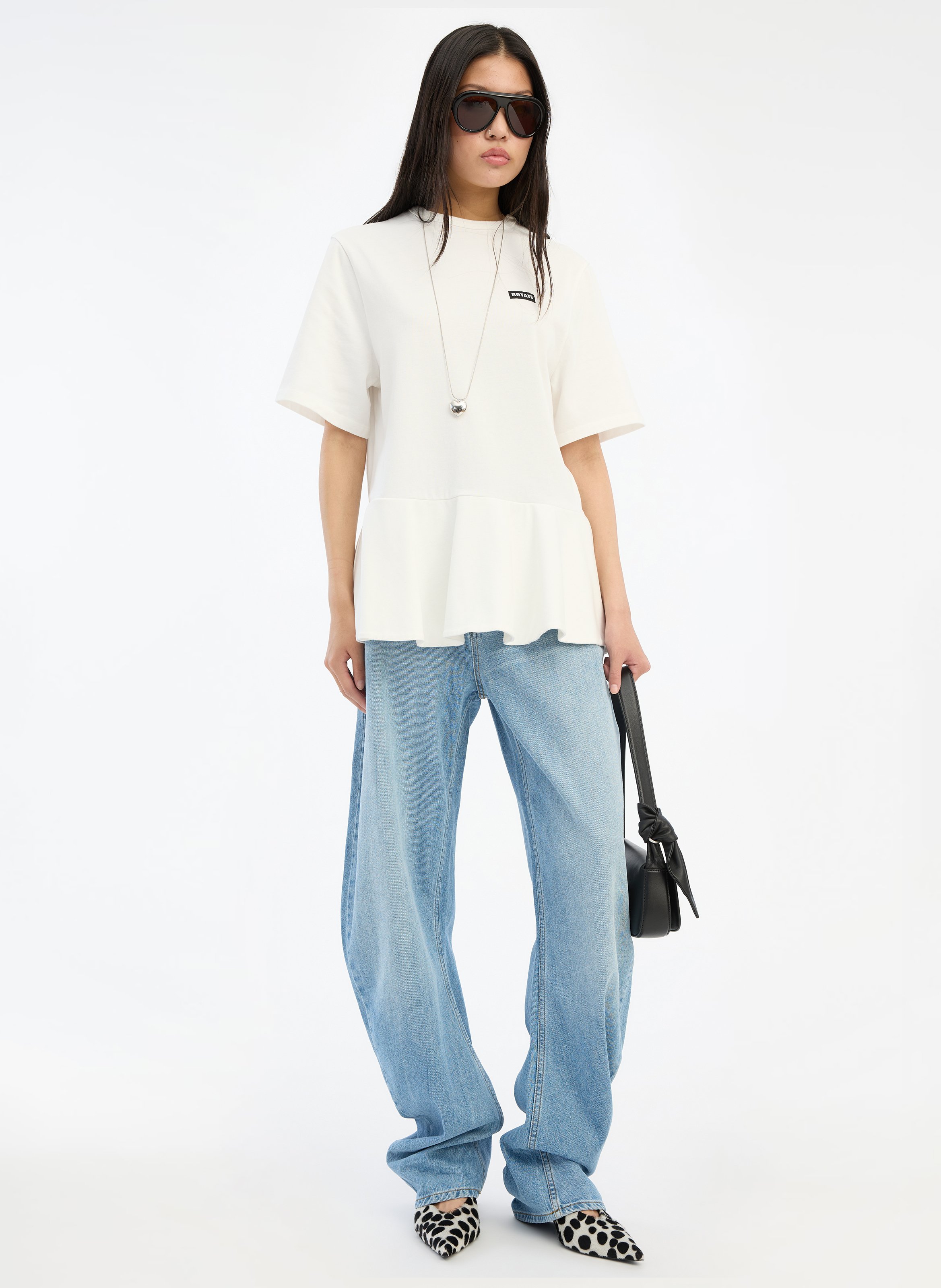 Bio-Baumwoll-High-Waist-Jeansrock ROTATE Blau