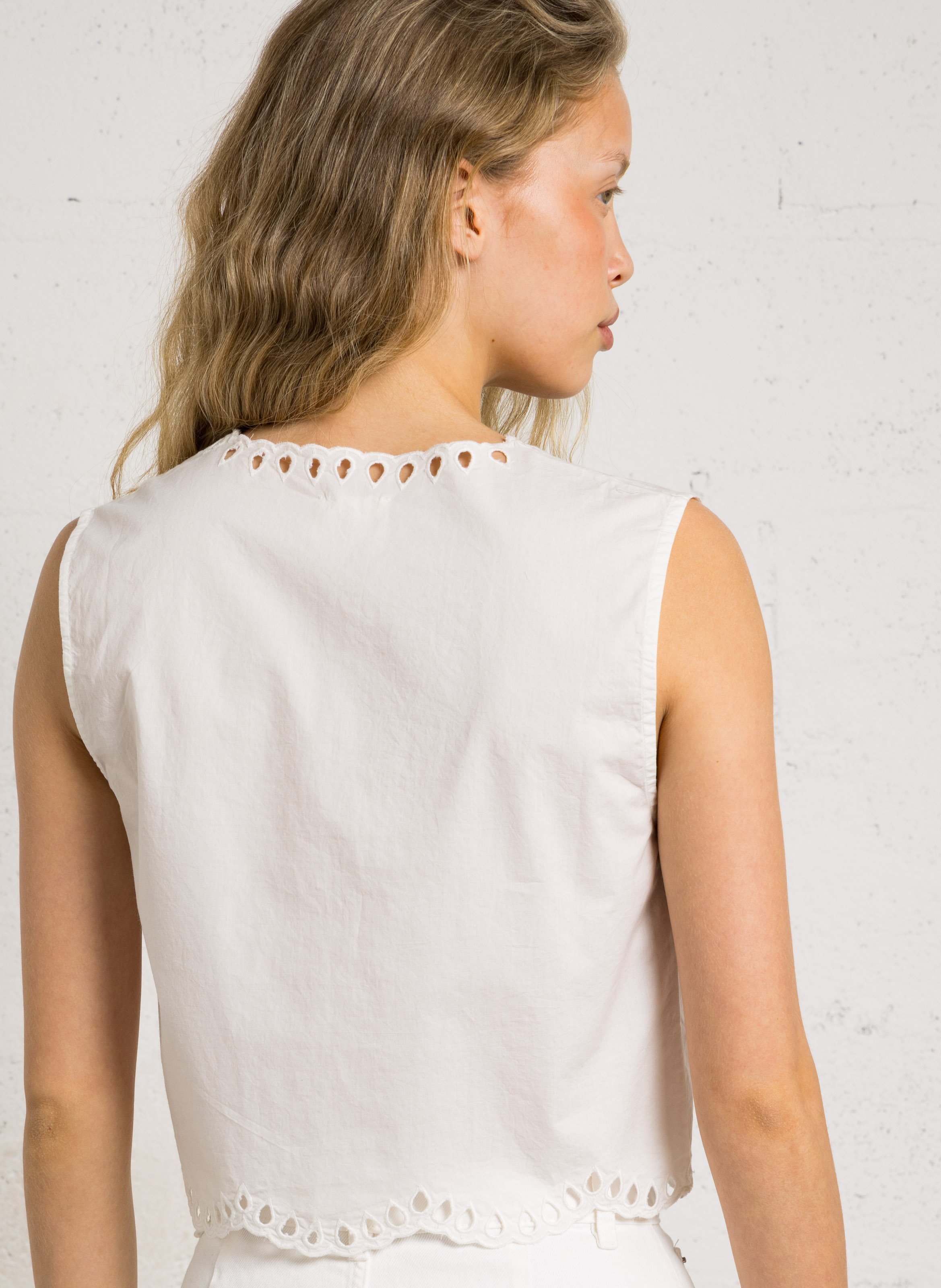 Baumwoll-Top mit Stickerei PETITE MENDIGOTE Beige