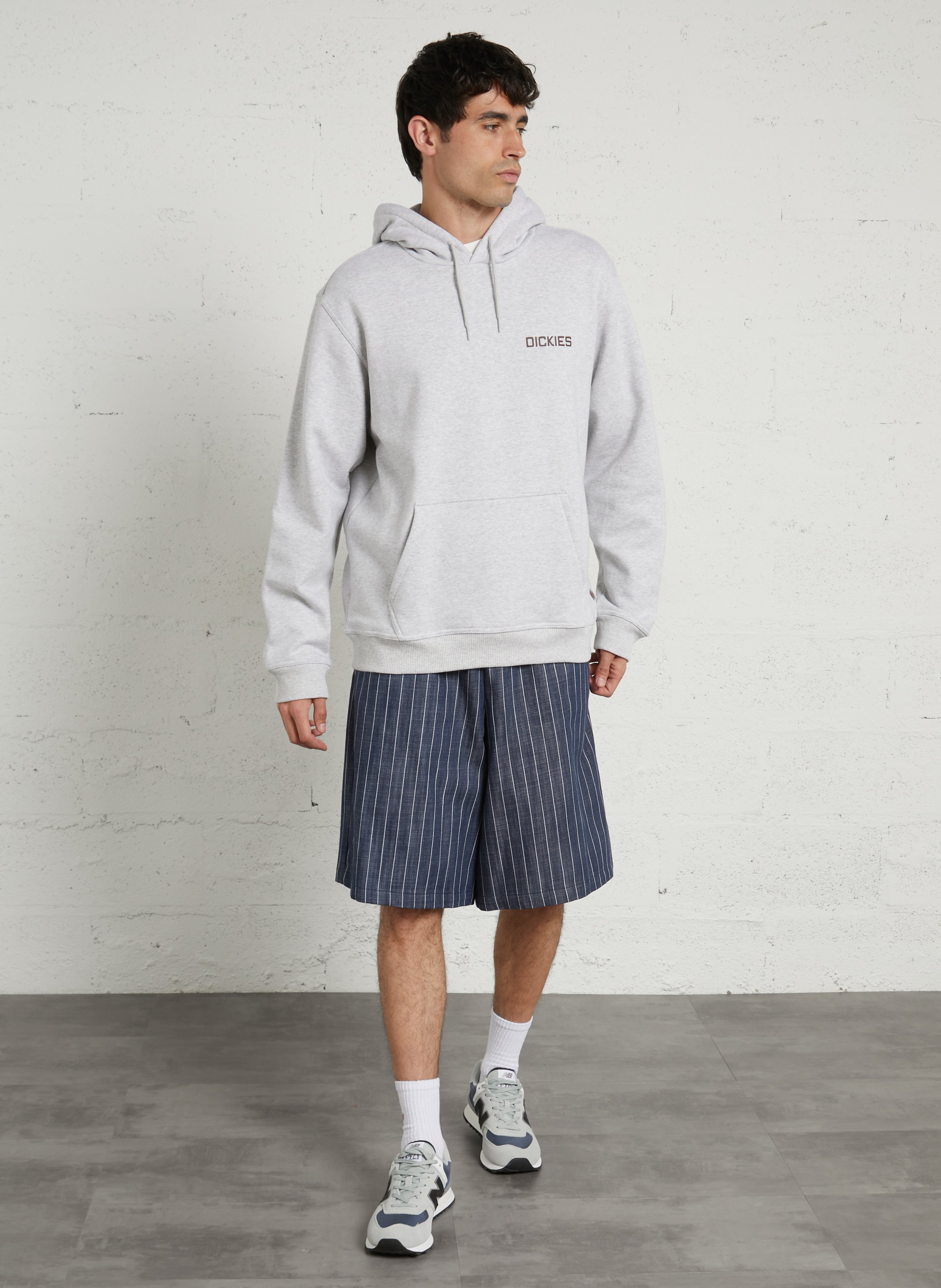 Straight hooded sweatshirt screen printed in blended cotton DICKIES Grey