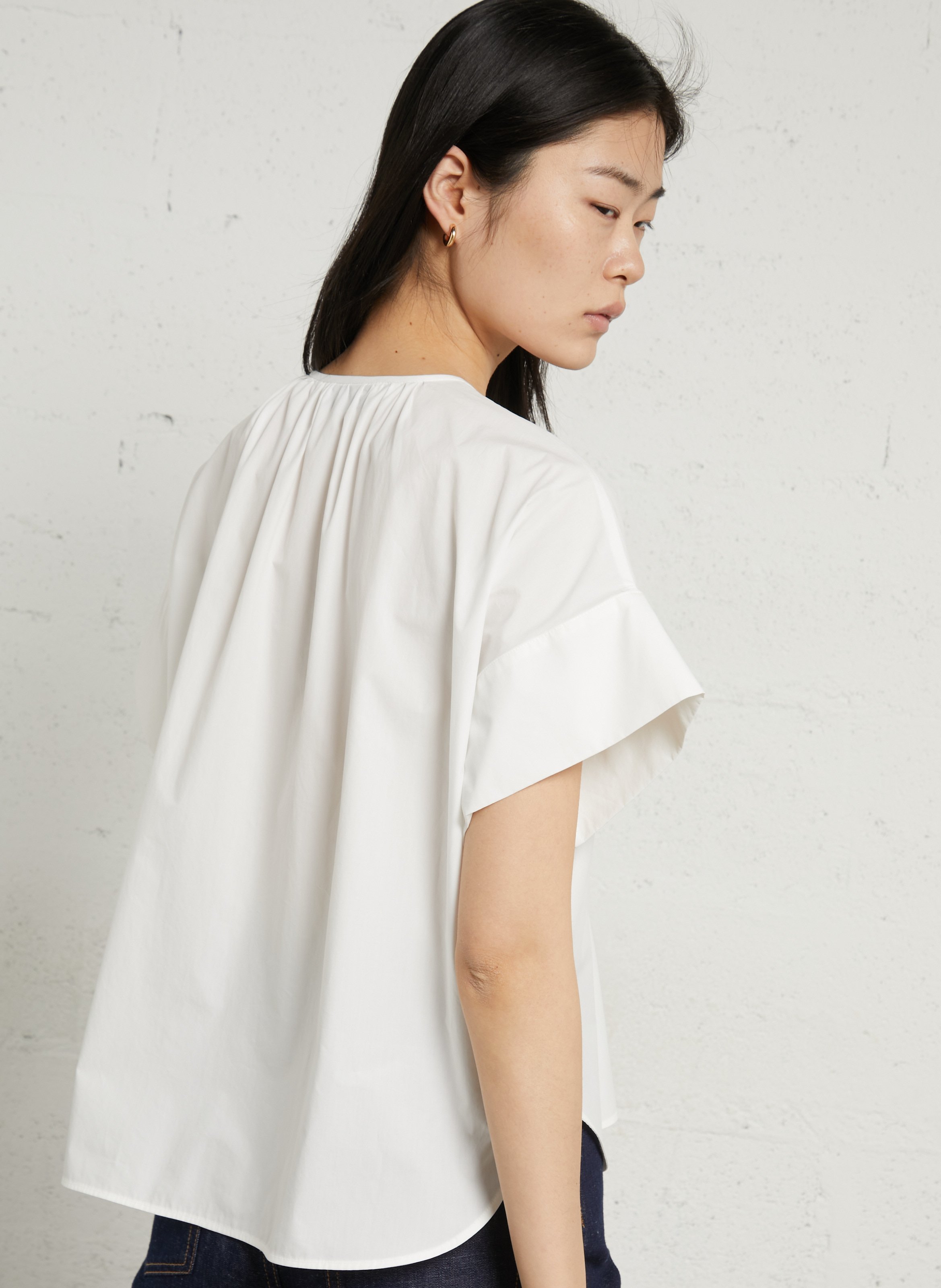 Oversized T-shirt met ronde hals van katoen MAX MARA WEEK END Wit