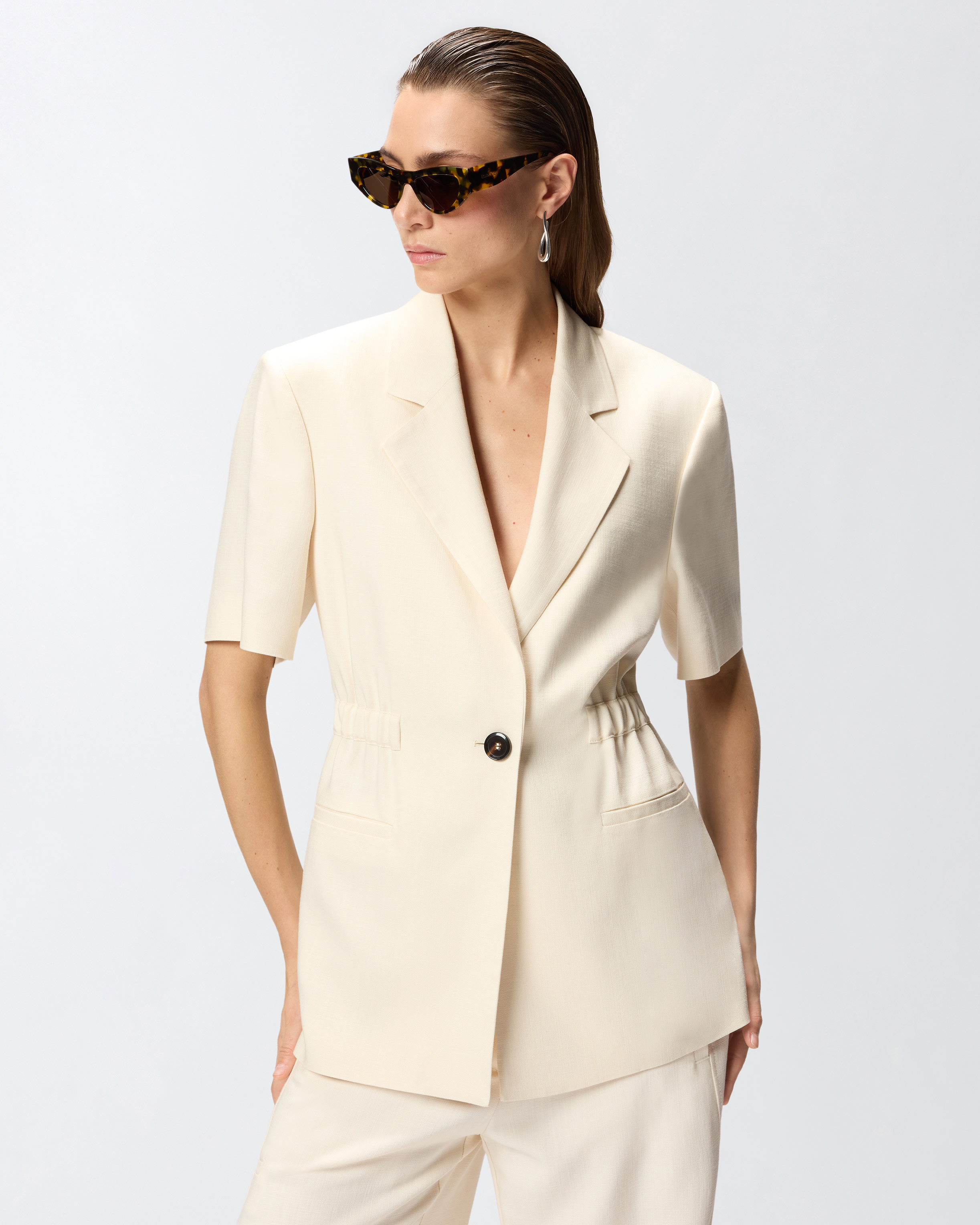 Veste à manches courtes à taille élastique PINKO Beige