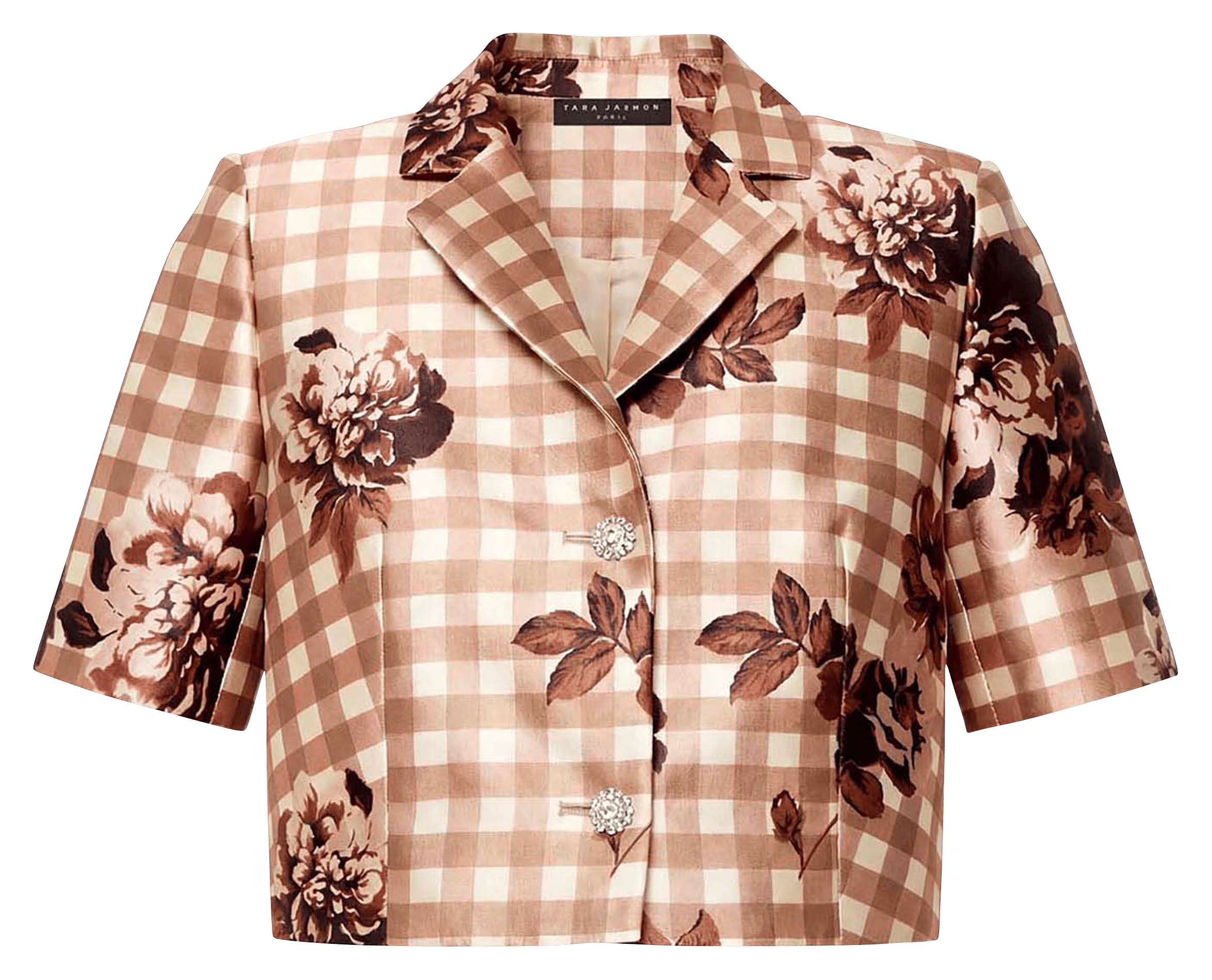 Chemise courte cintrée imprimée TARA JARMON Beige