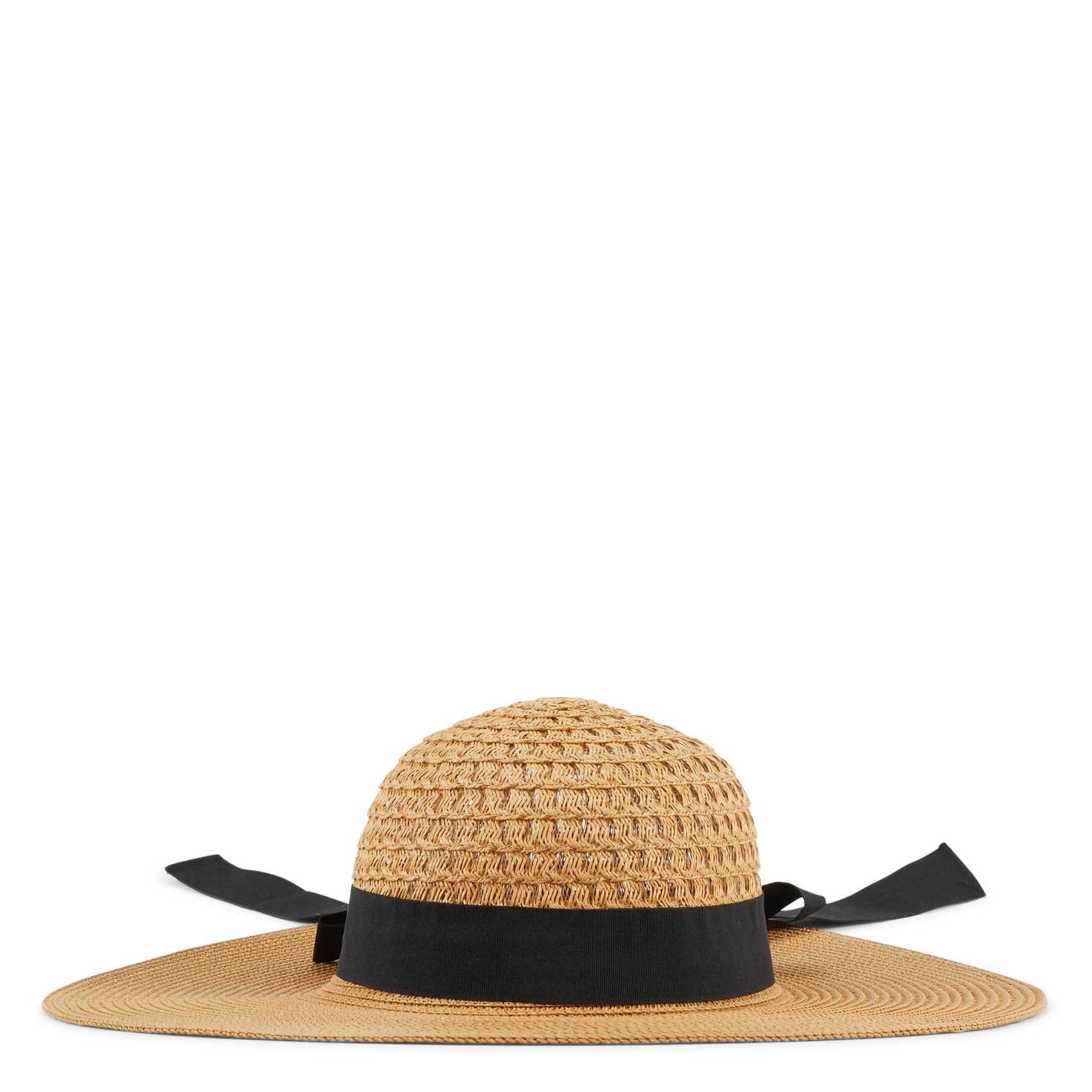 Effen hoed met contrasterende lint AU PRINTEMPS PARIS Zwart