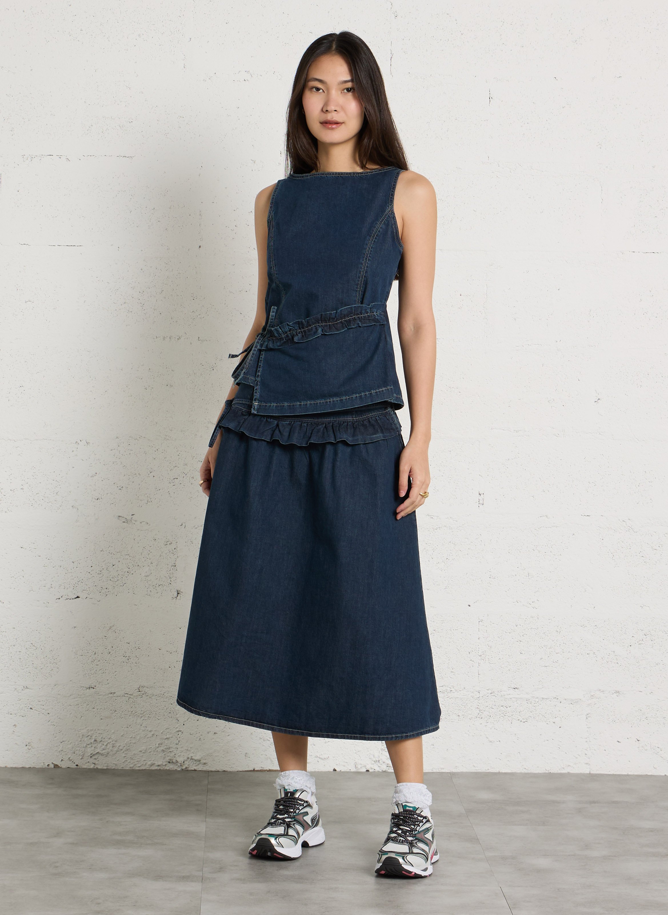 Ärmellose Jeansbluse mit Knopfleiste DAMSON MADDER Blau