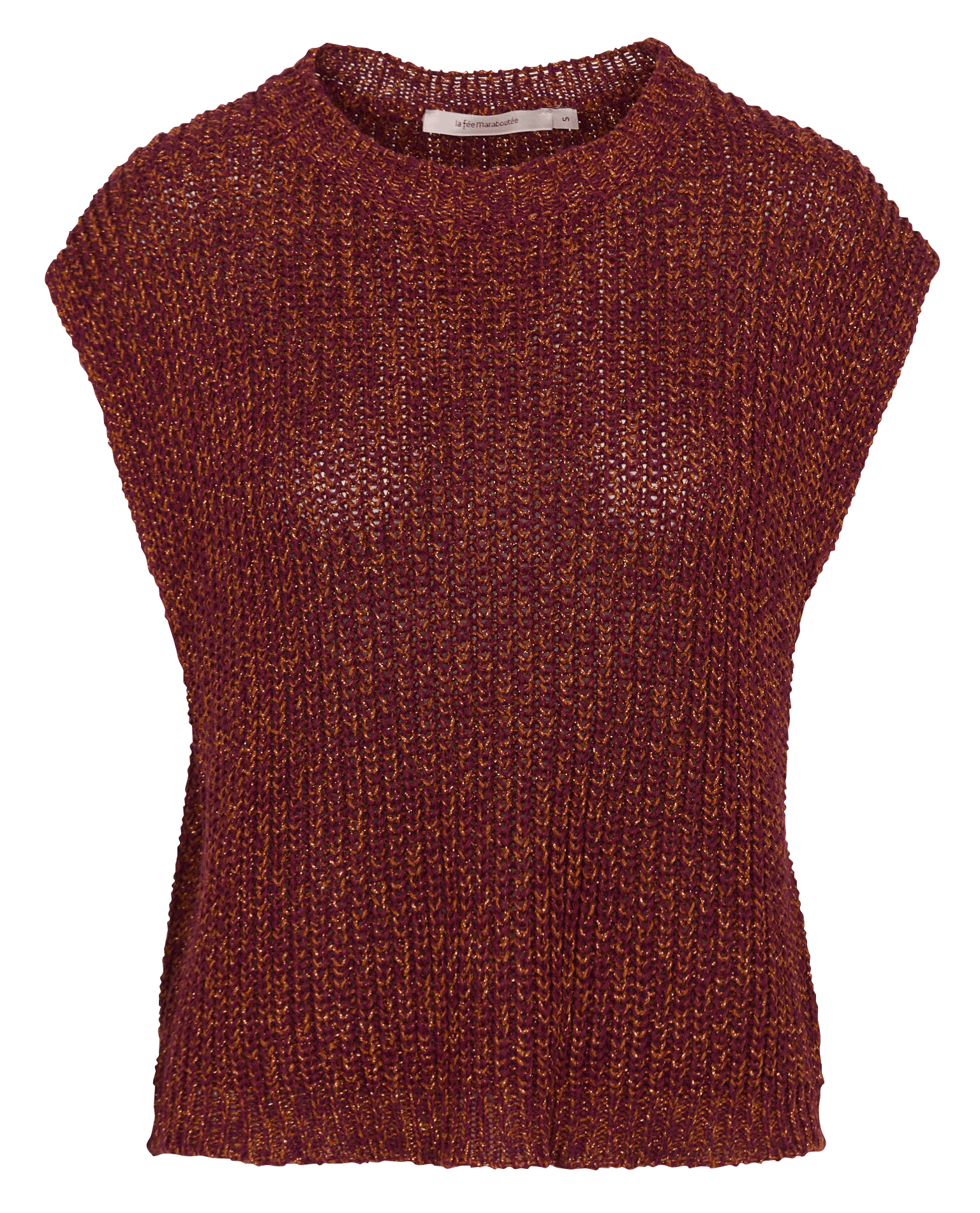 Pull droit col rond en maille LA FEE MARABOUTEE Marron