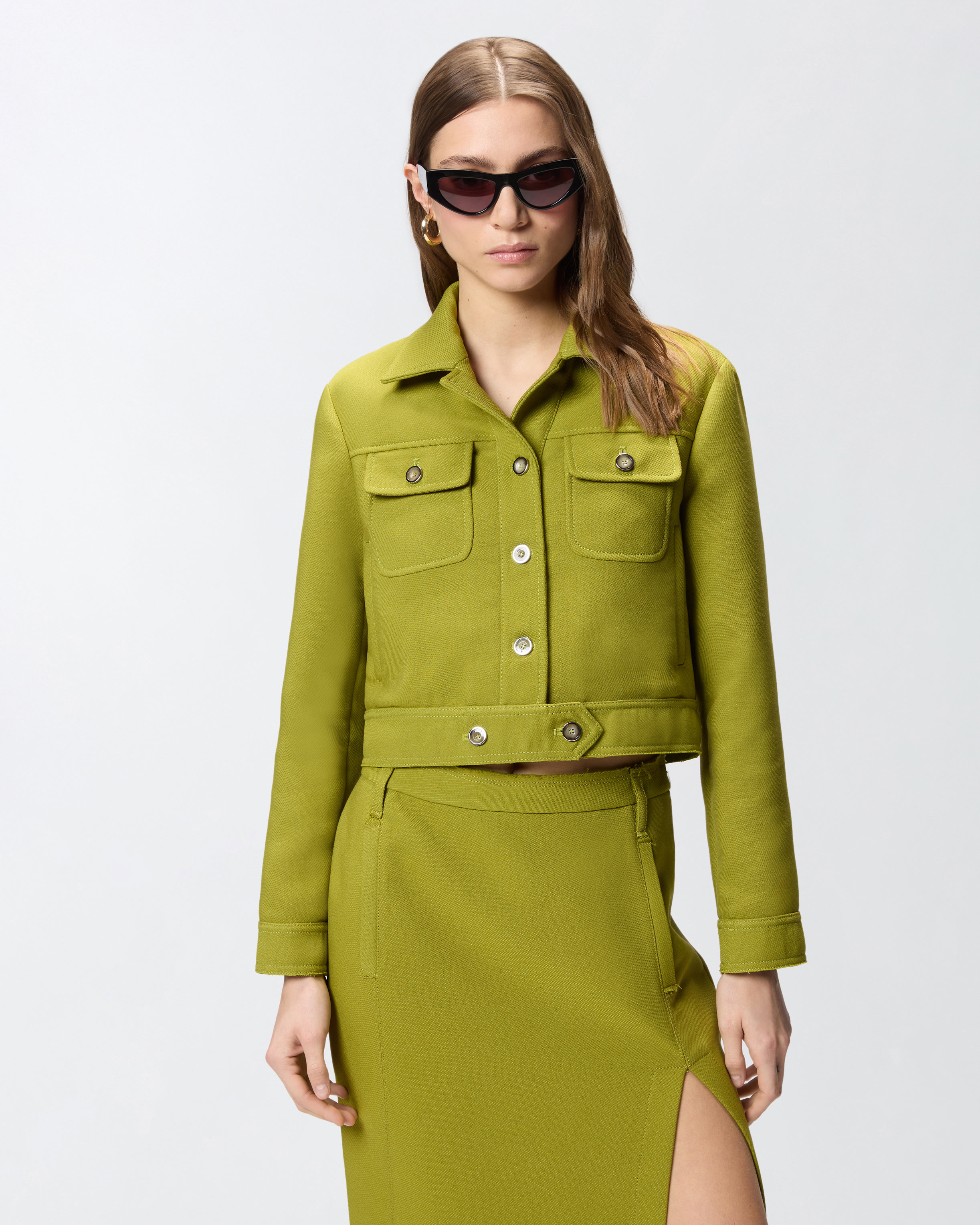 Blouson cropped avec surpiqûres PINKO Multicolore