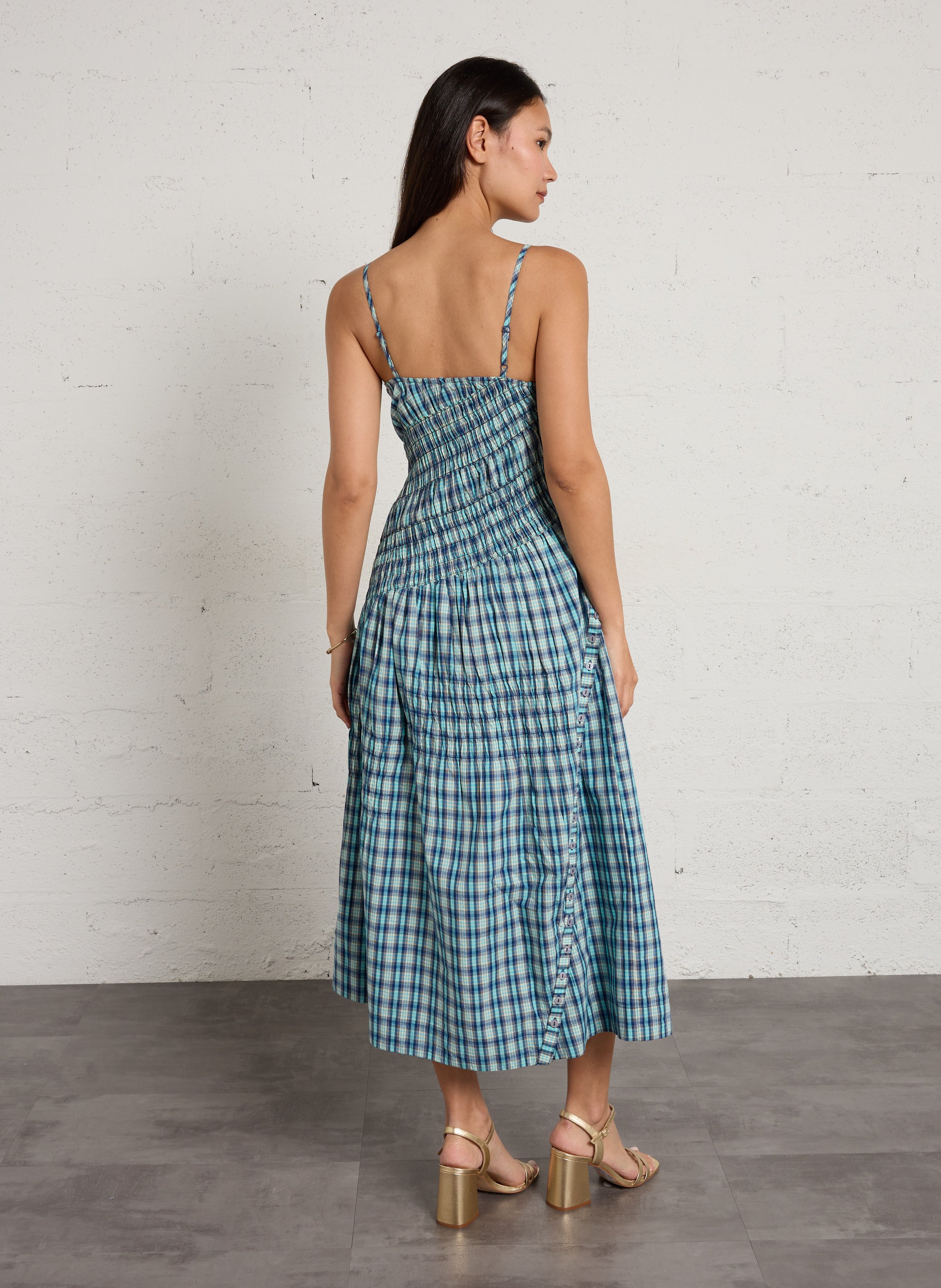 Weites Maxikleid aus Bio-Baumwolle DAMSON MADDER Blau