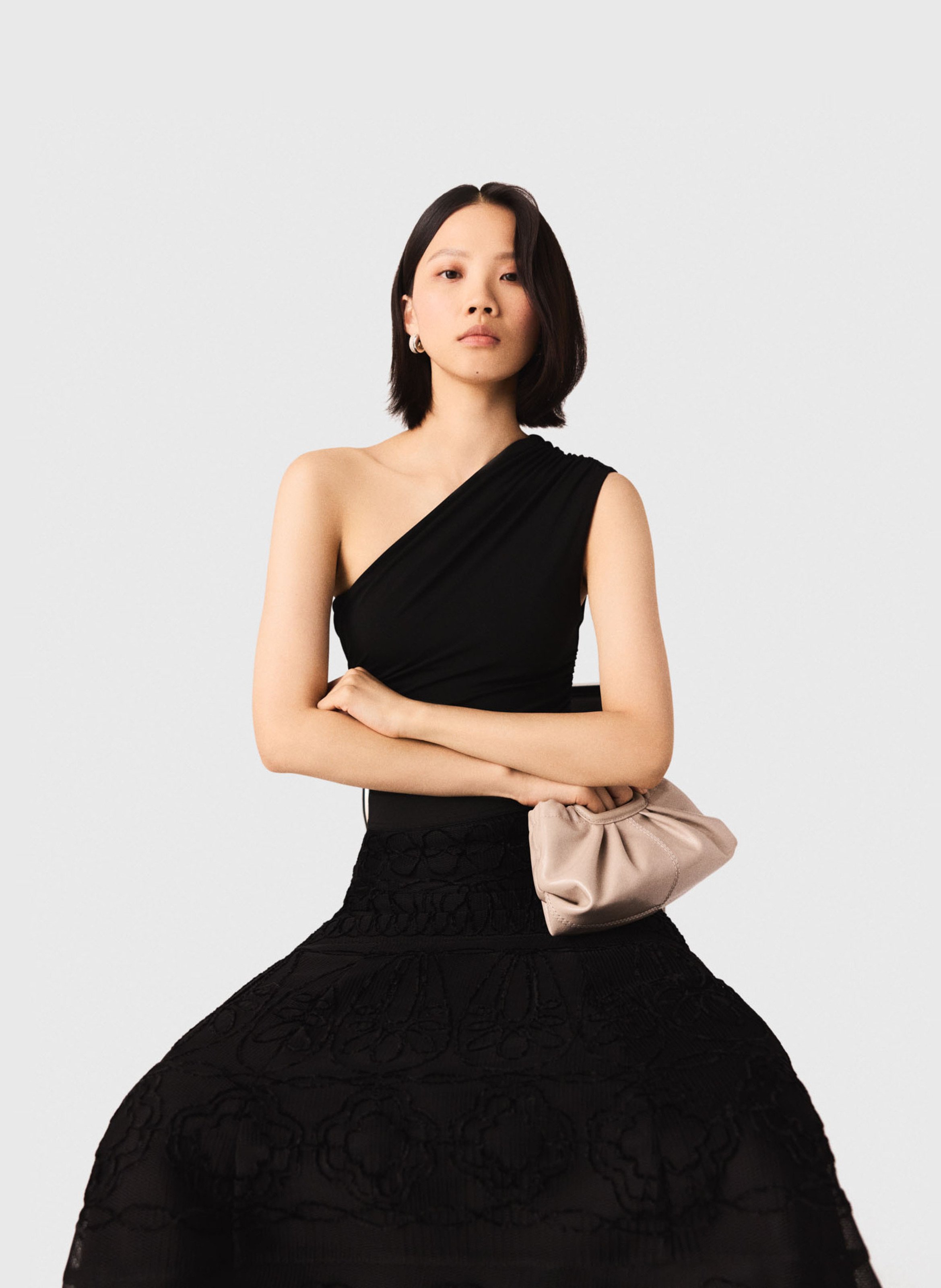 Body drapé asymétrique uni MAJE Noir
