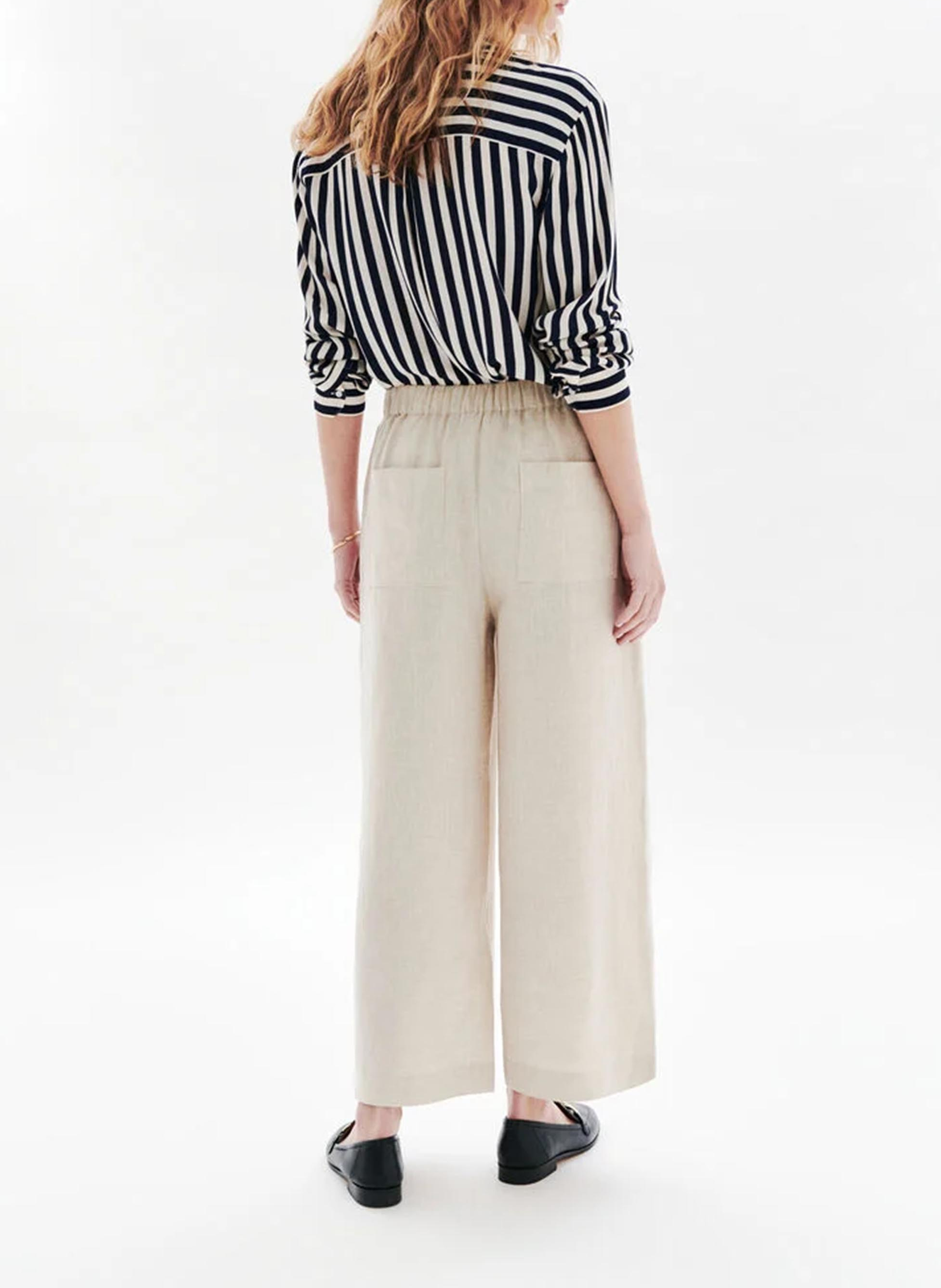 Weite Taillenhose aus Leinen CAROLL Beige