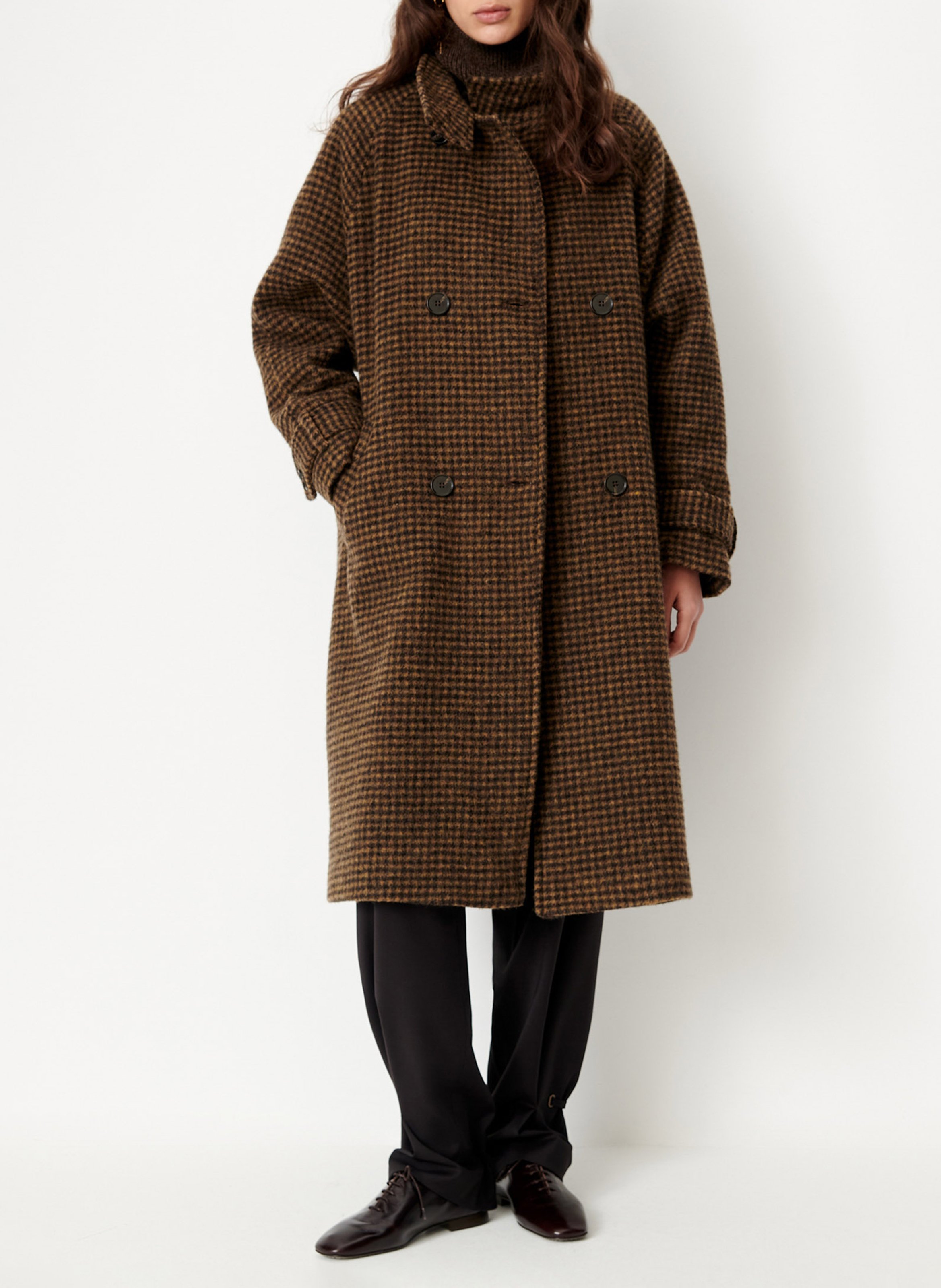Manteau col montant en laine mélangée SESSUN Marron