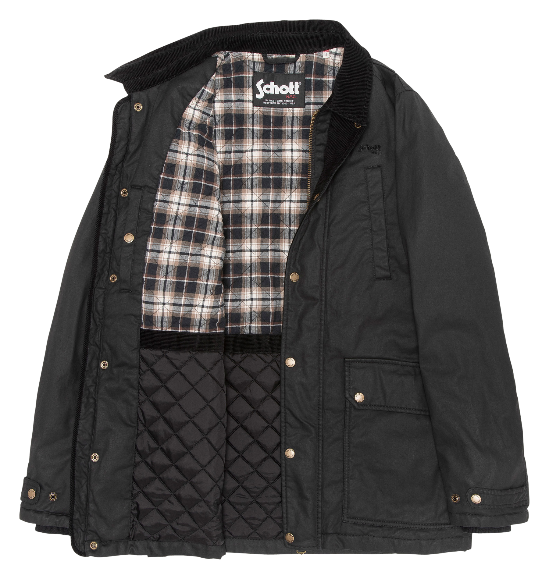 Straight cotton coat with a classic collar SCHOTT Black