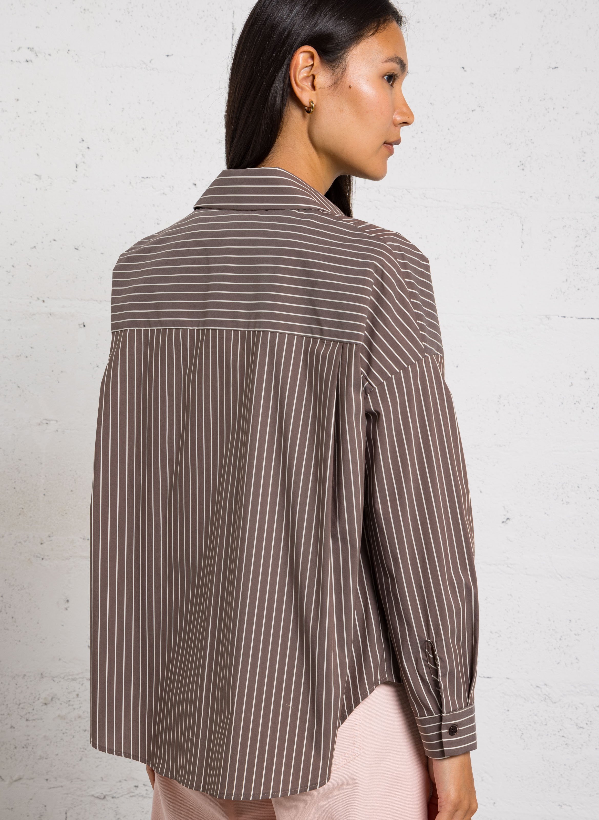 Oversized cotton-blend shirt with classic collar IMPERIAL Brown